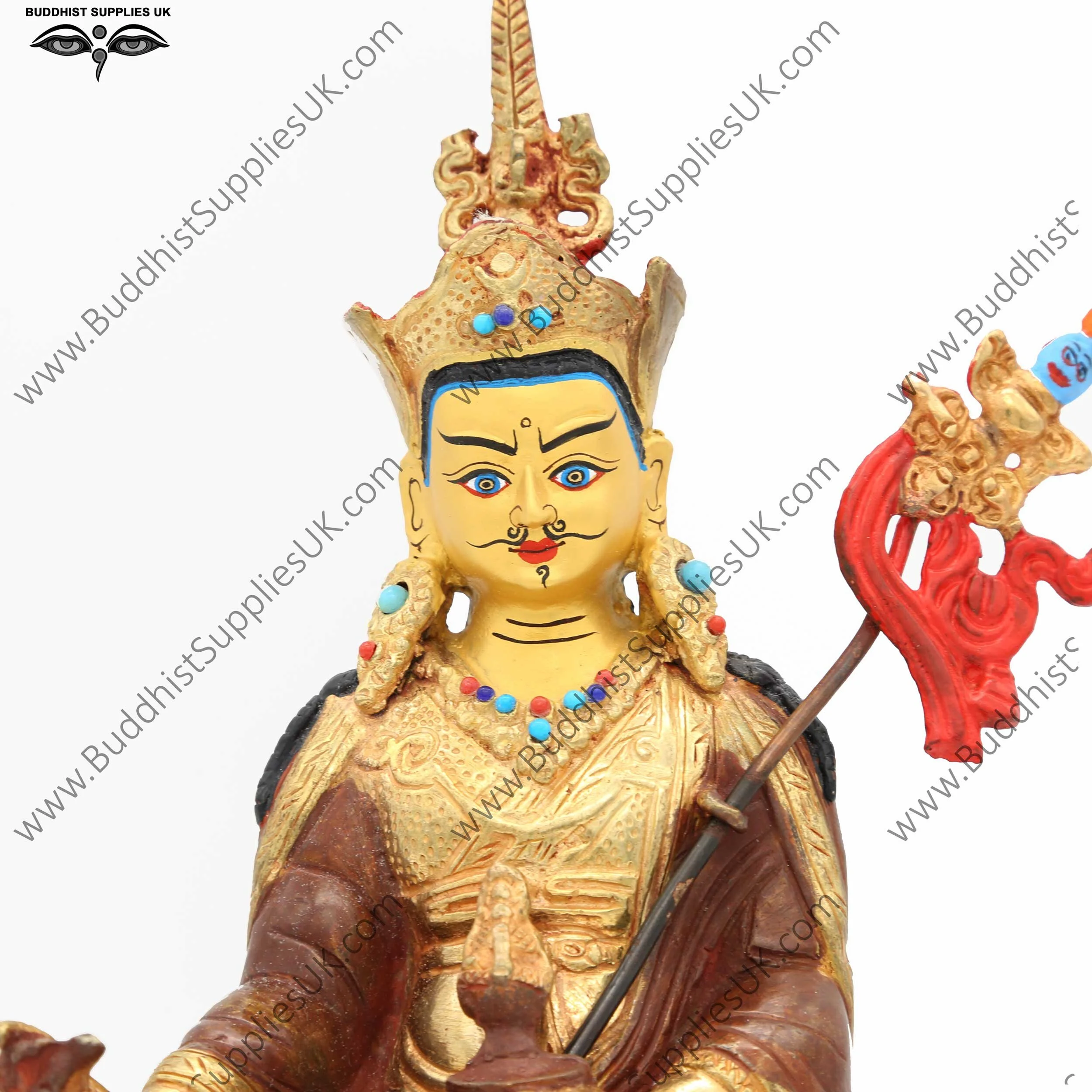 Part gold plate Guru Rinpoche statue face