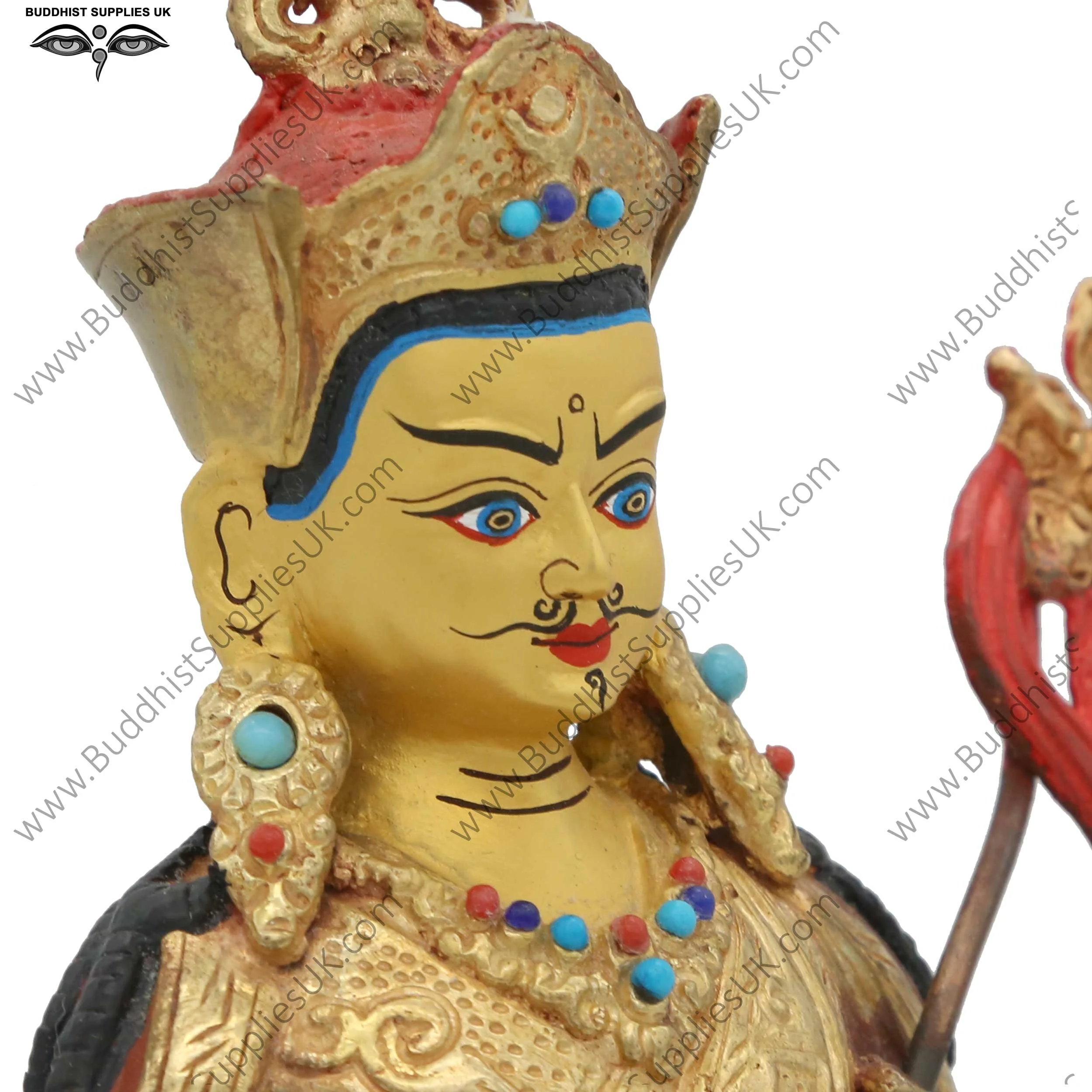 Part gold plate Guru Rinpoche statue face