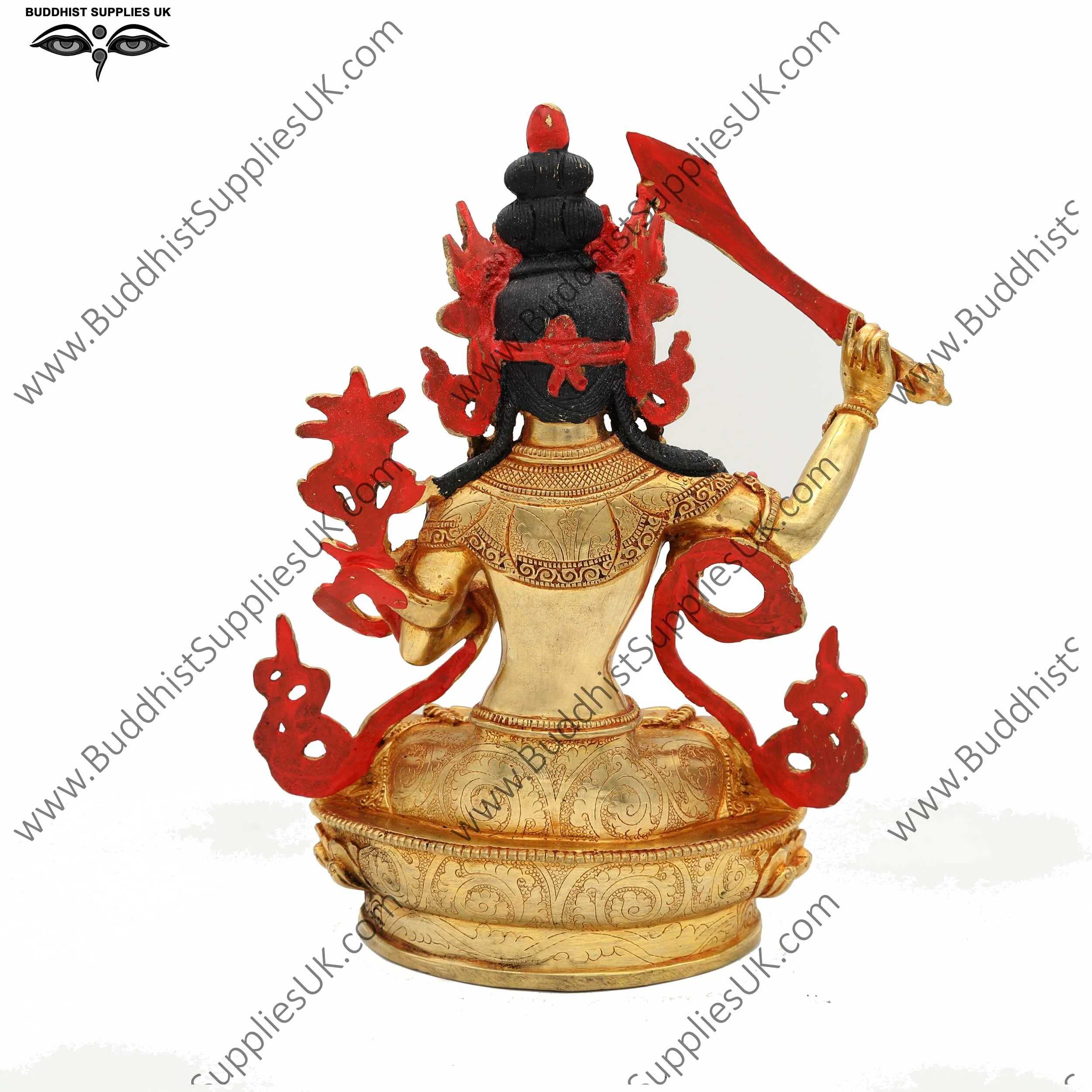 Gold plated Manjushri statue 