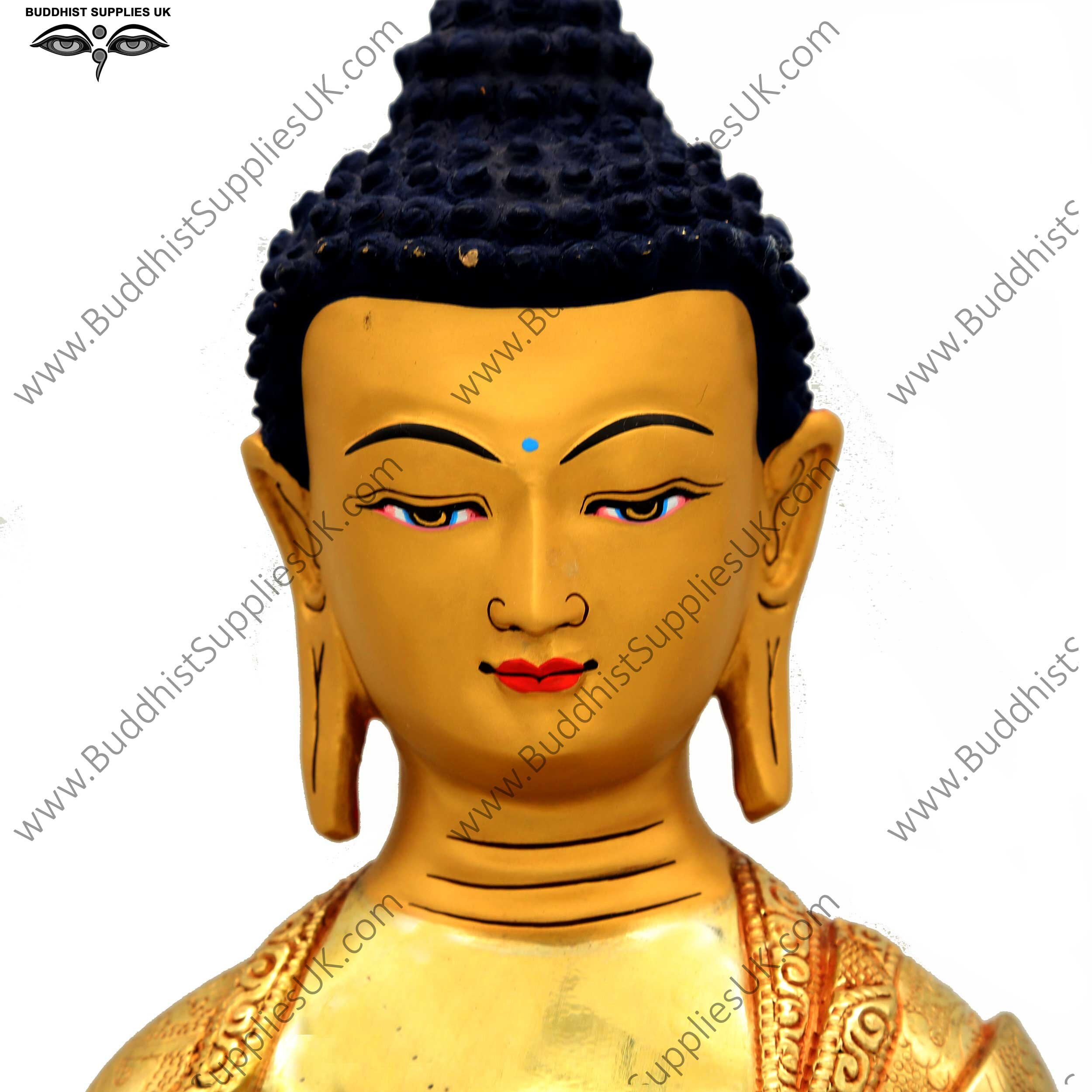 Gold plated Shakyamuni Buddha statue face