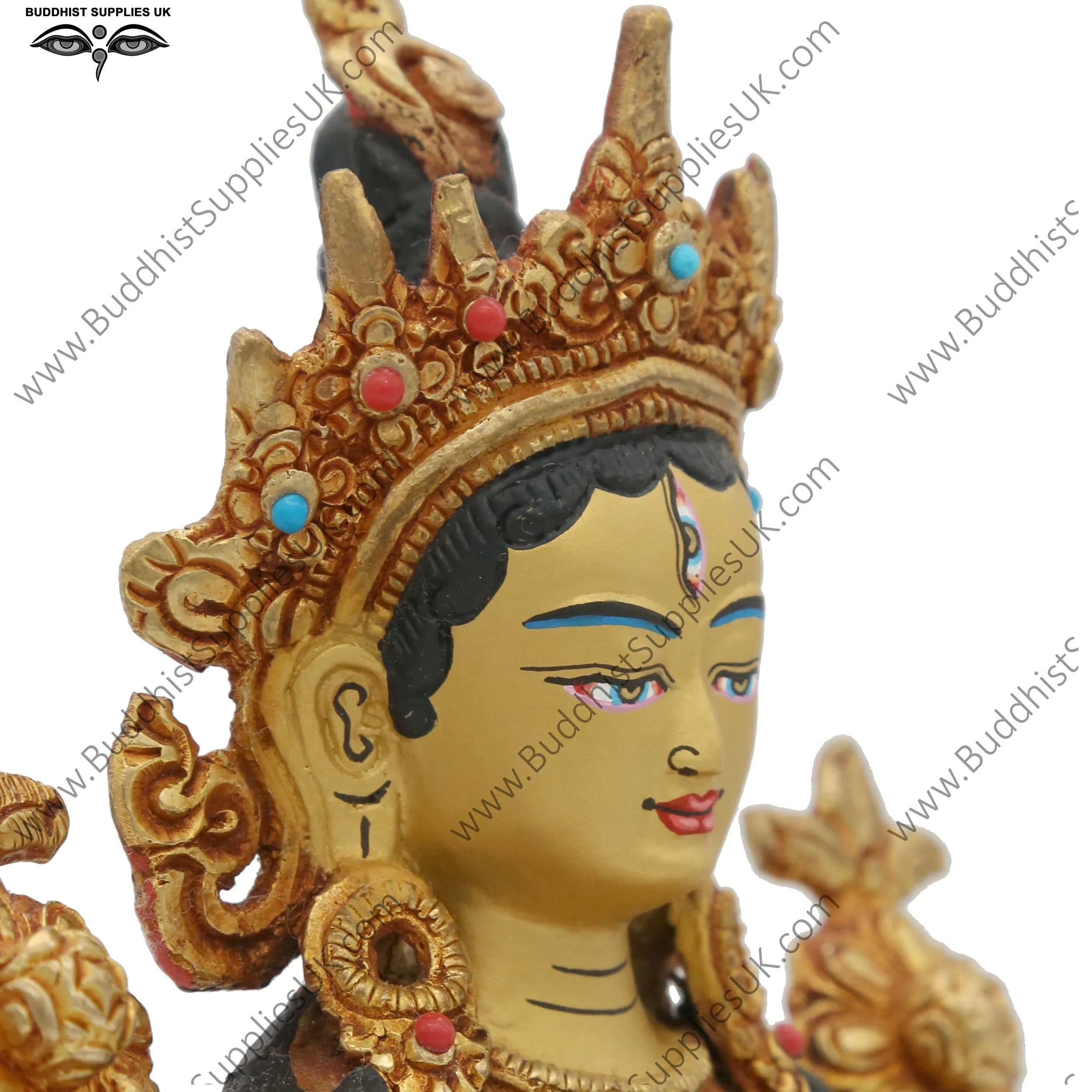 Gold plated White Tara statue face