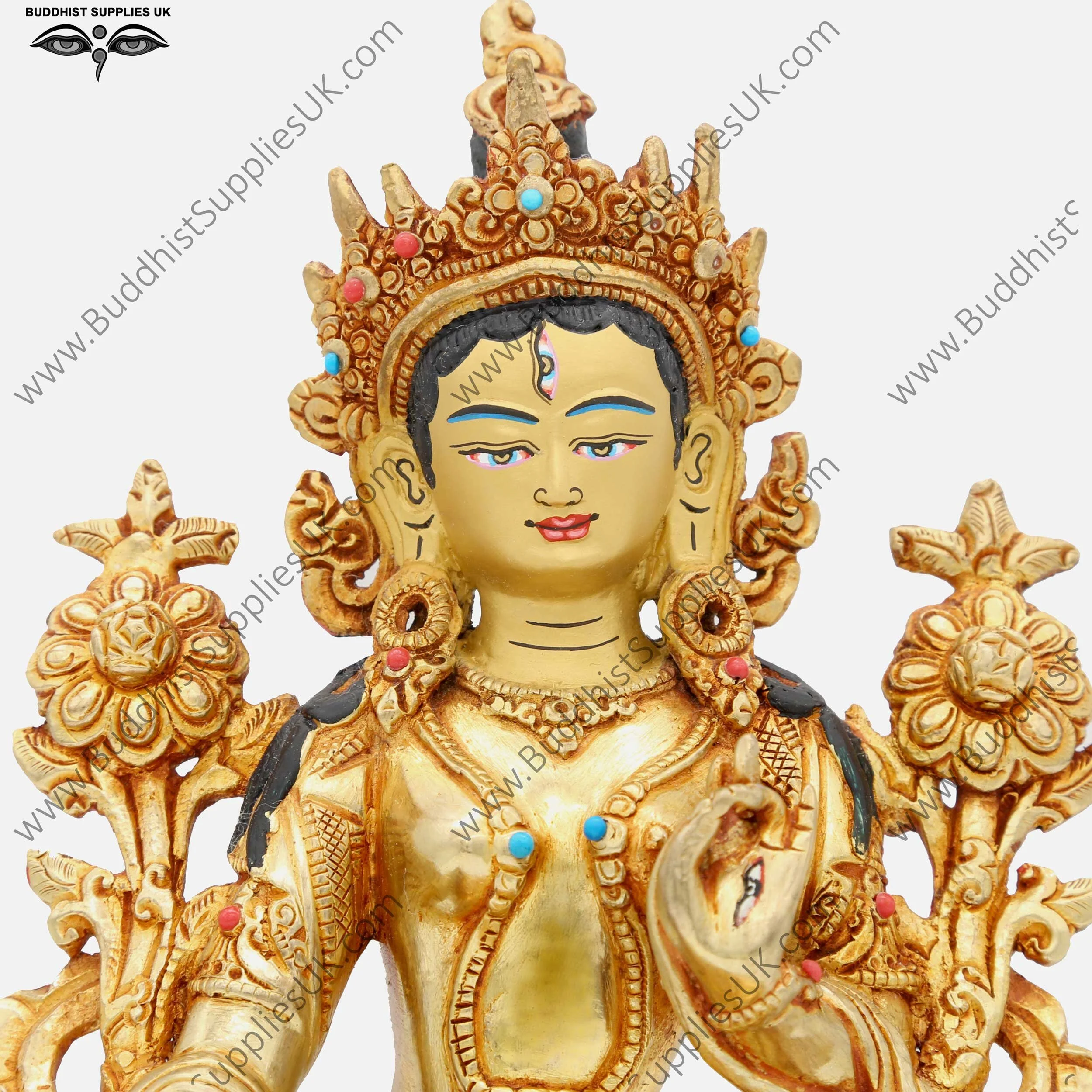 Gold plated White Tara statue face