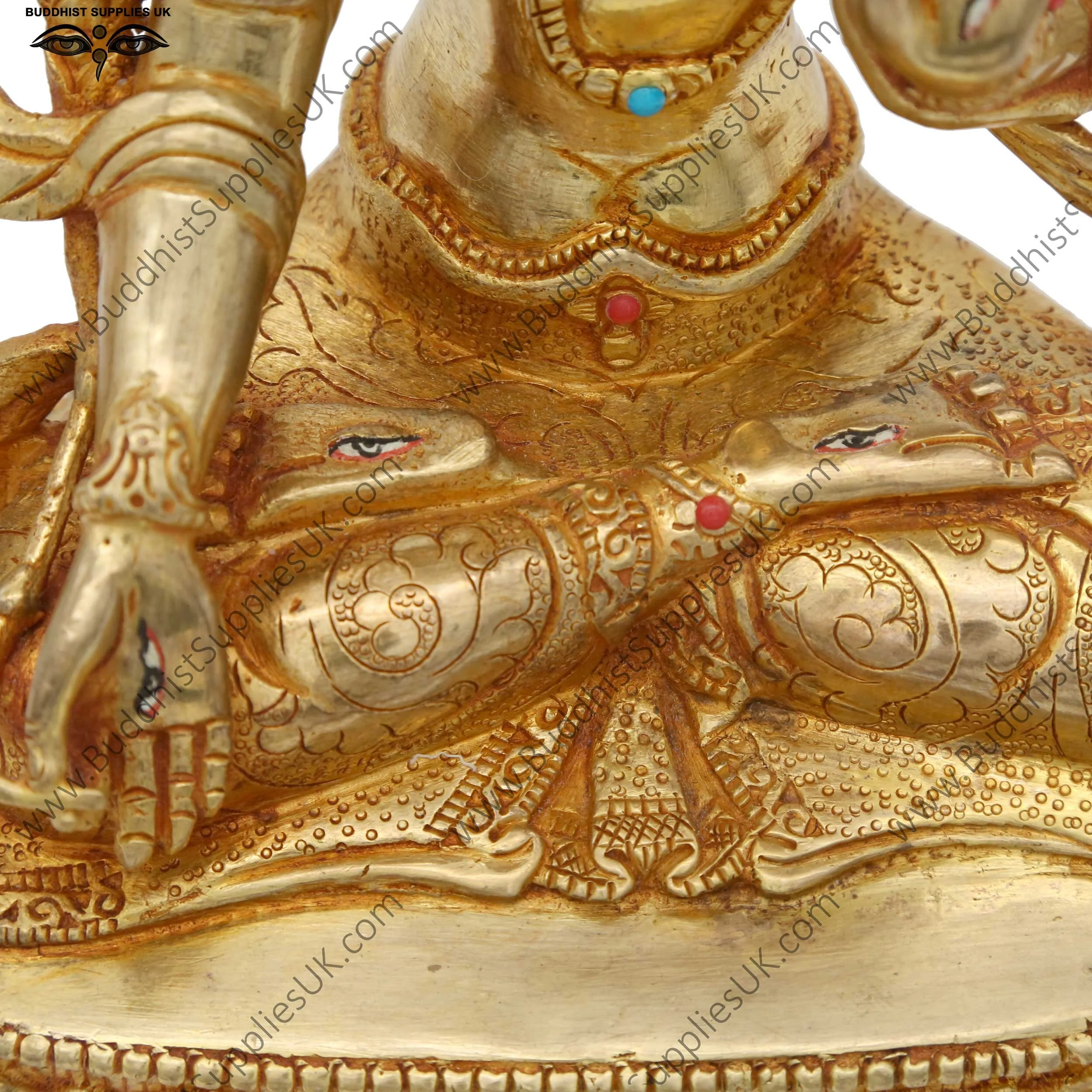 Gold plated White Tara statue detail