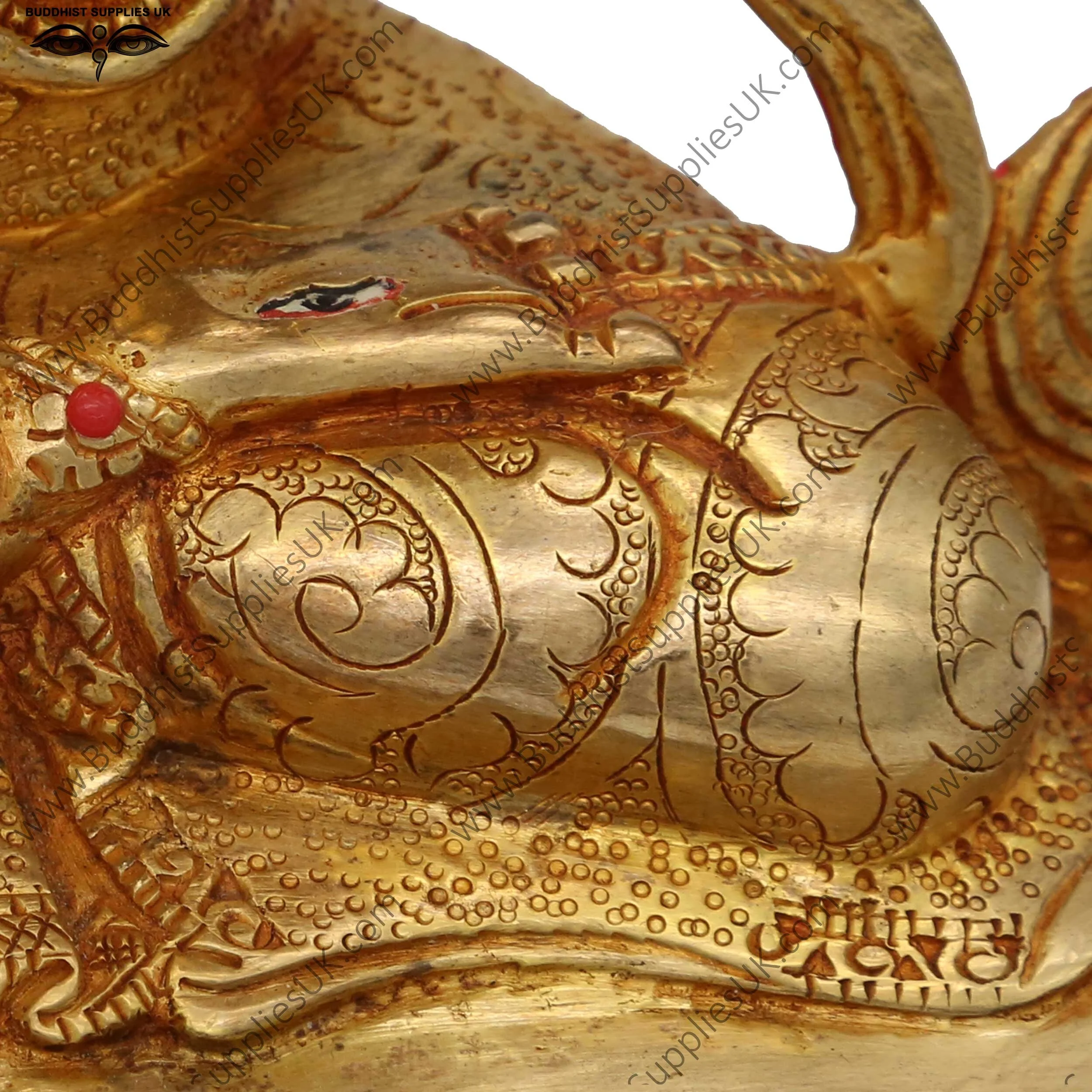 Gold plated White Tara statue detail