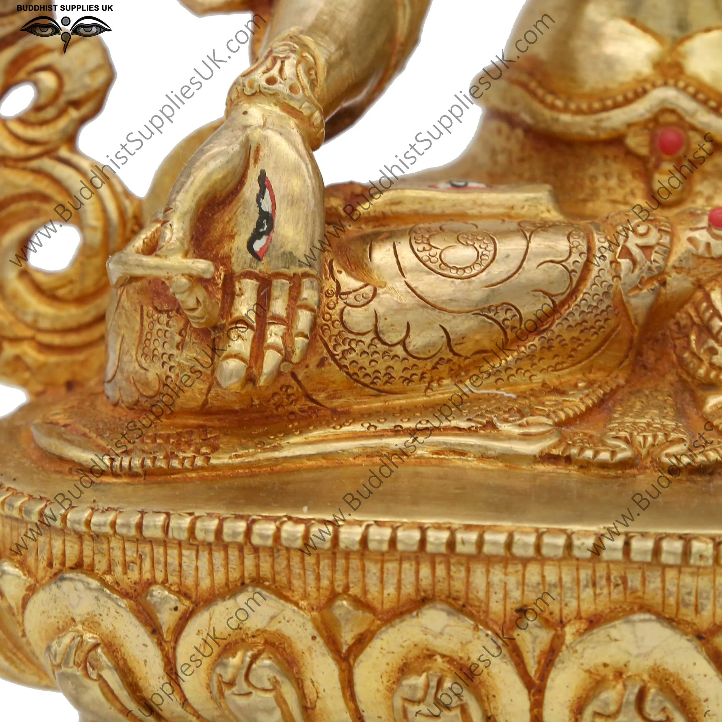 Gold plated White Tara statue detail