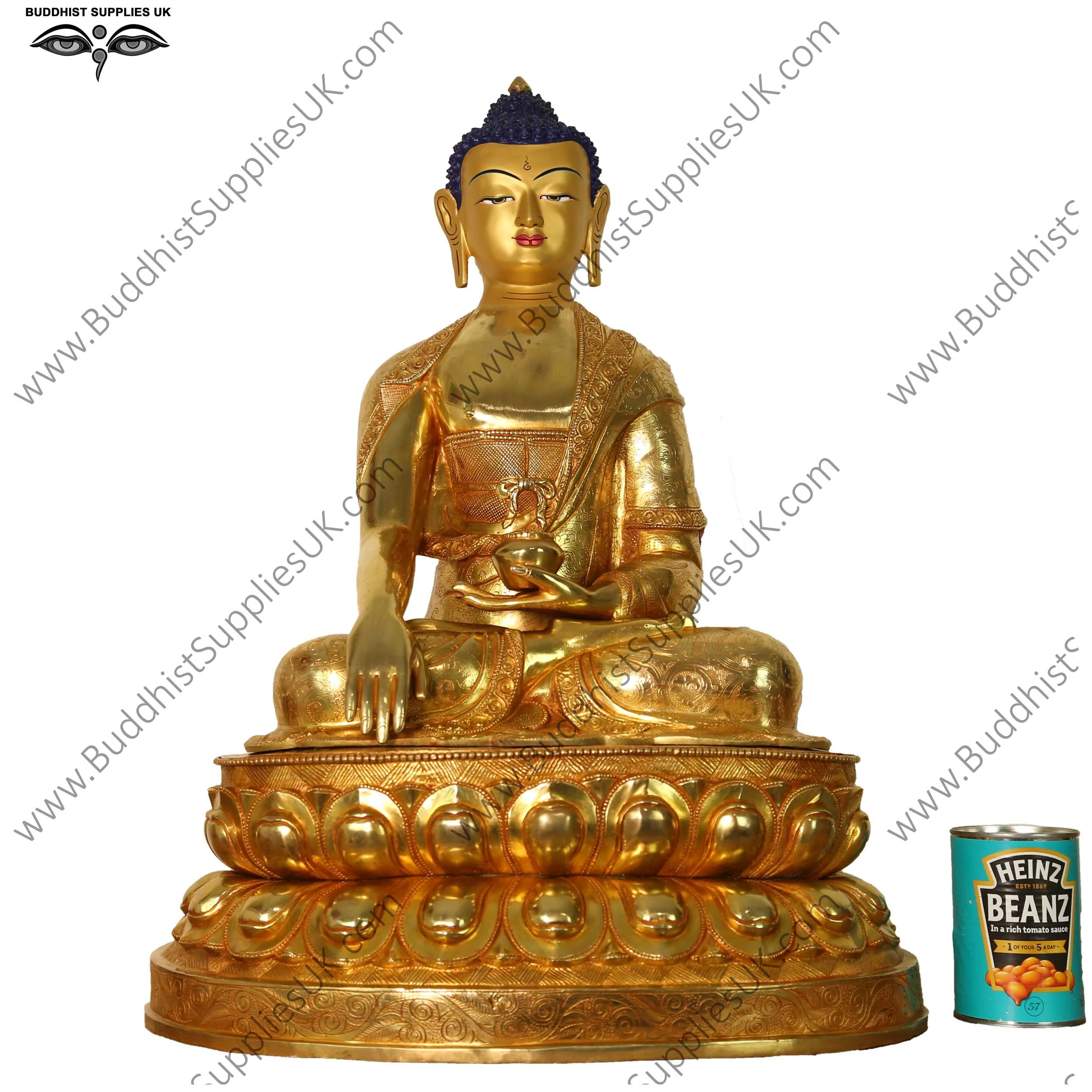 Temple size 61cm/24ins Shakyamuni Buddha, 24k fully gold-plated, lost wax statue