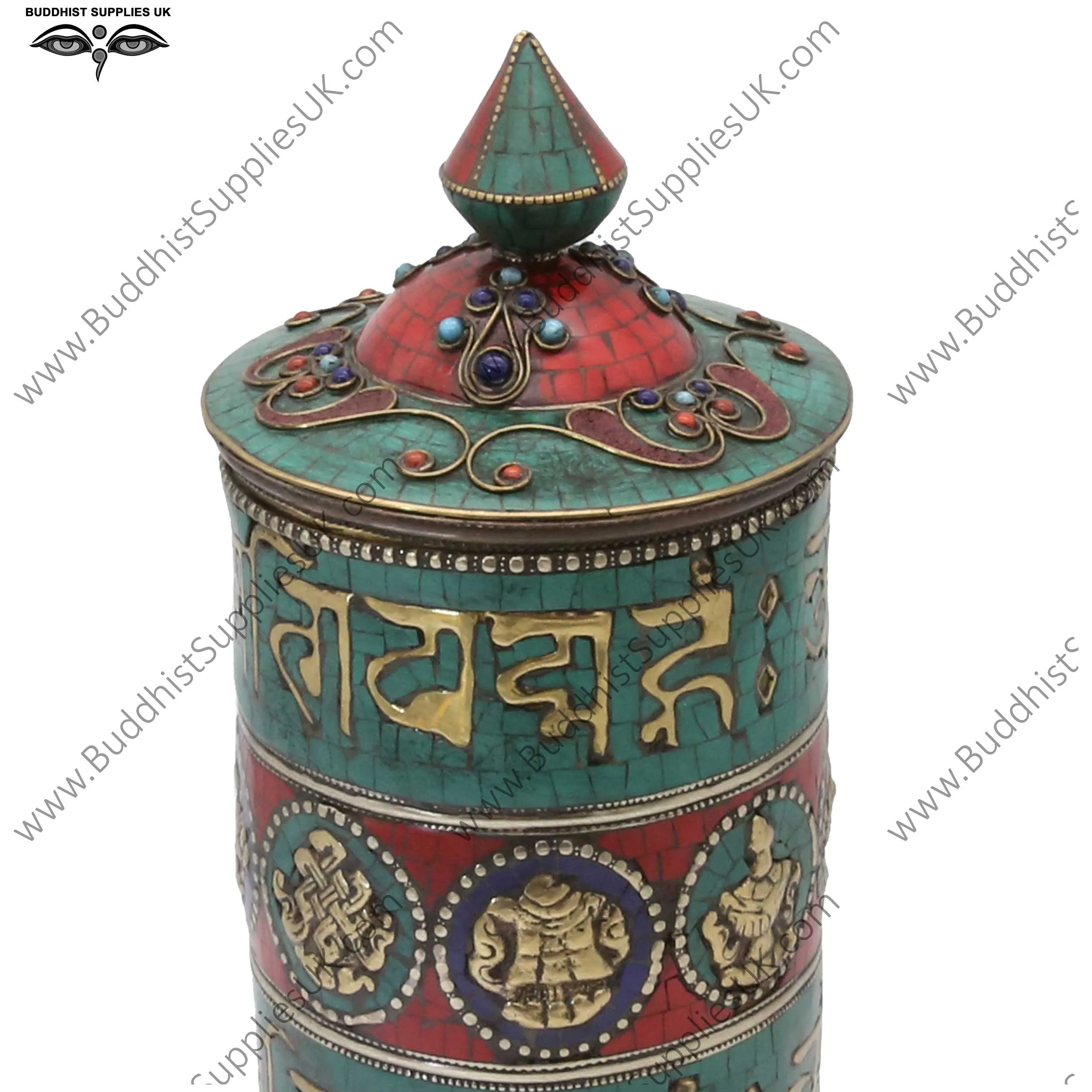 Turquoise-inlaid-standing-prayer-wheel,-with-auspicious-symbols-and-mantra-d.jpg