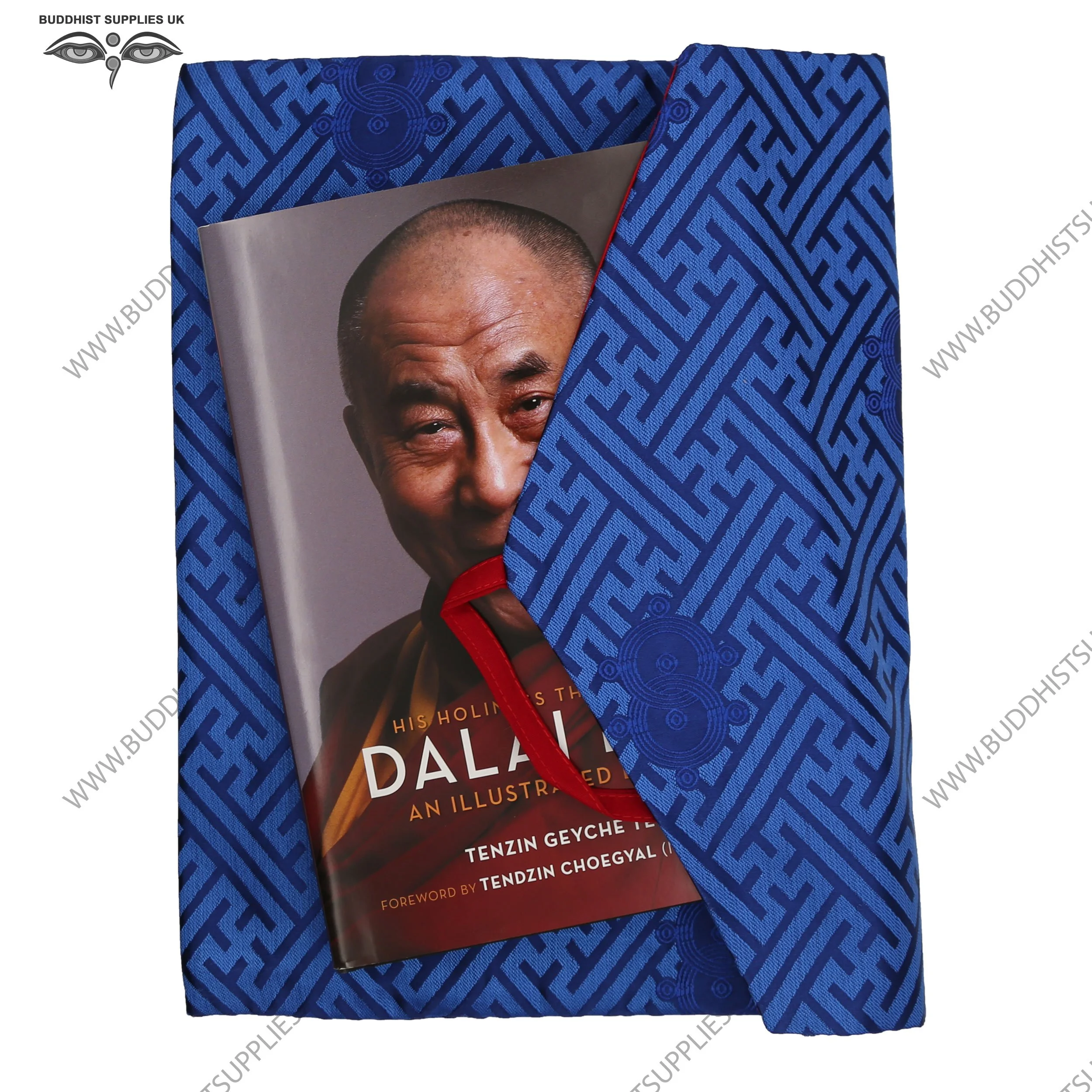 Silk-brocade-book-bag;-32x24cm12x10ins-Blue-