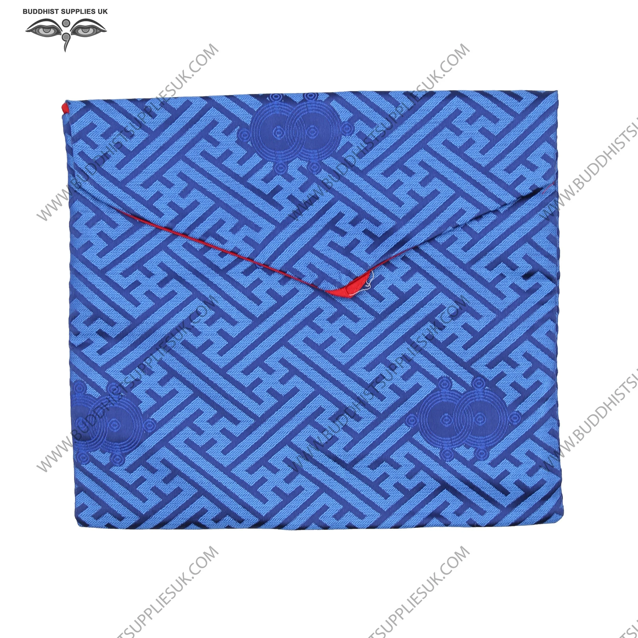 Silk-brocade-book-bag;-26x23cm10x9ins-Blue-