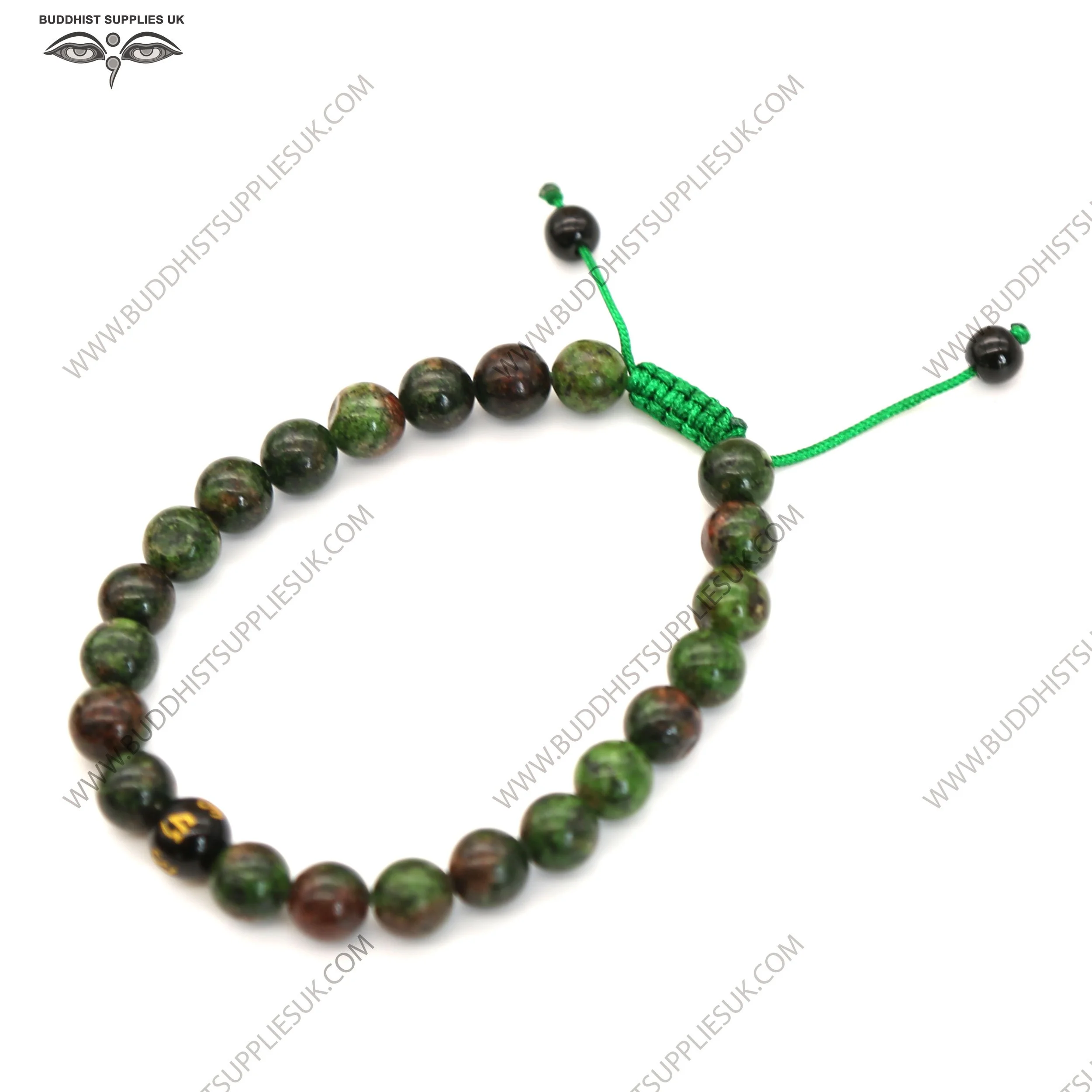 Green-Agate-wrist-mala-om-symbol-green-black-yoga-bracelet-green-cord-beads