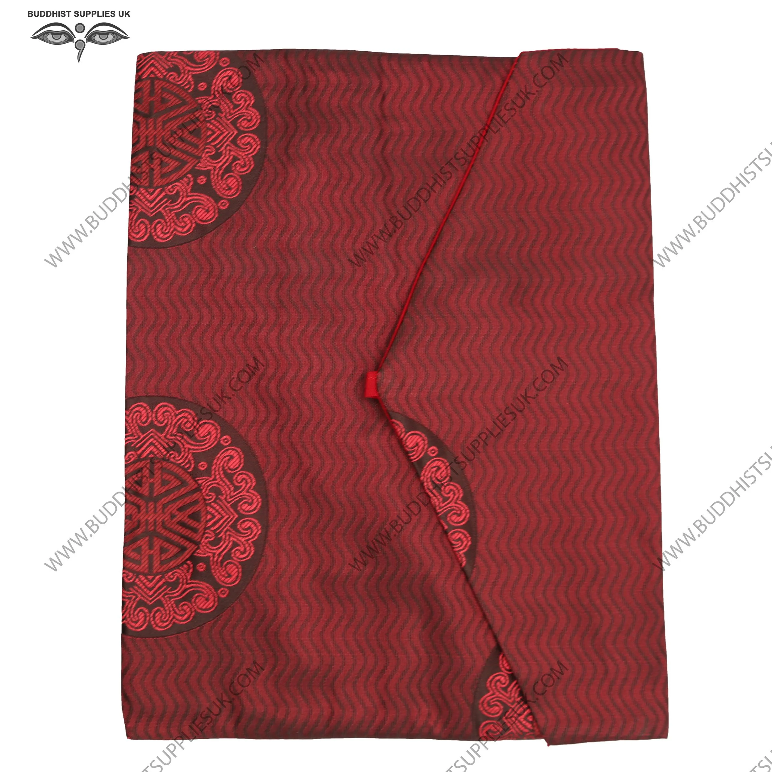 Buddhist book bag silk brocade Tibetan burgundy patterned