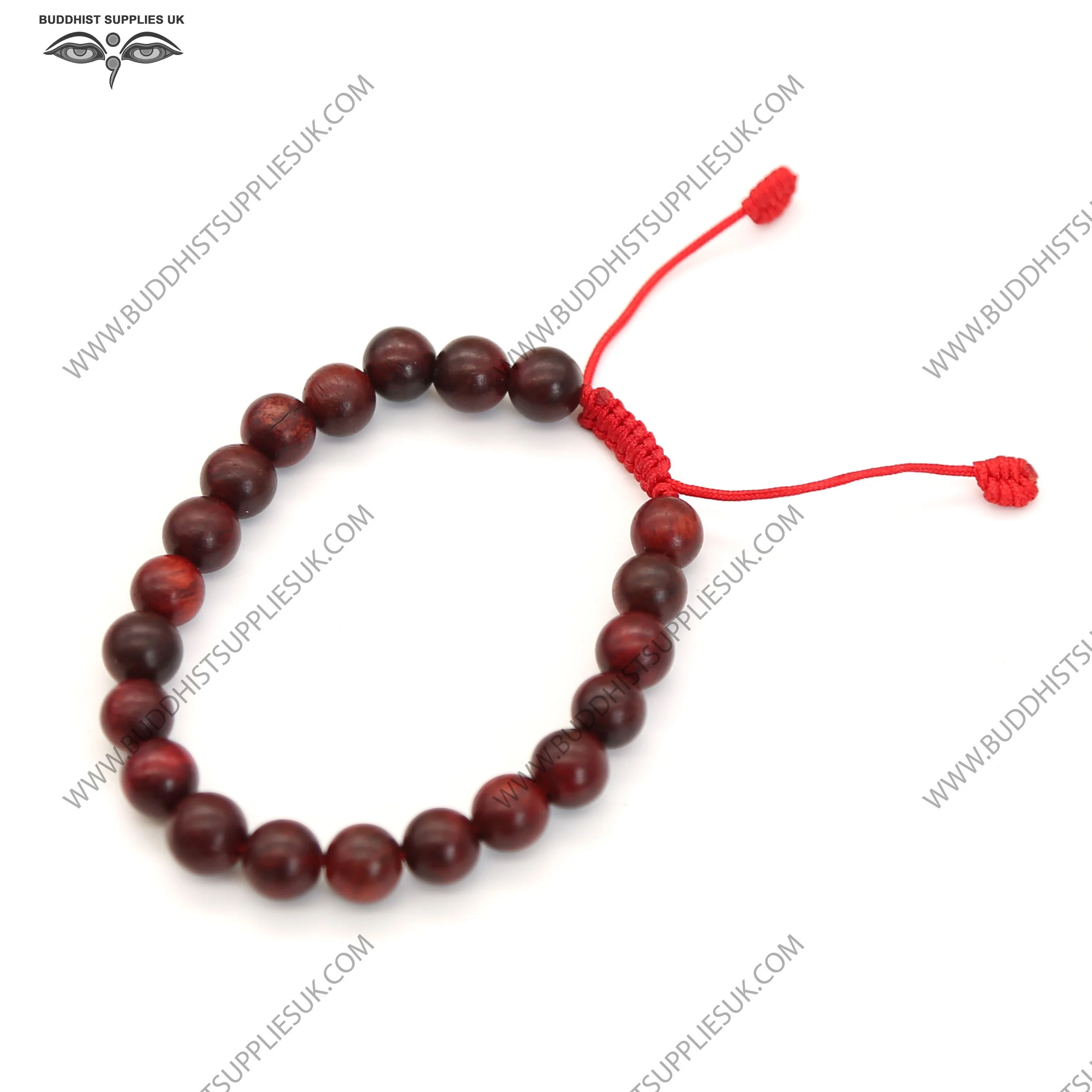 Rosewood-wrist-mala-with-red-cord-leaves-adjustable