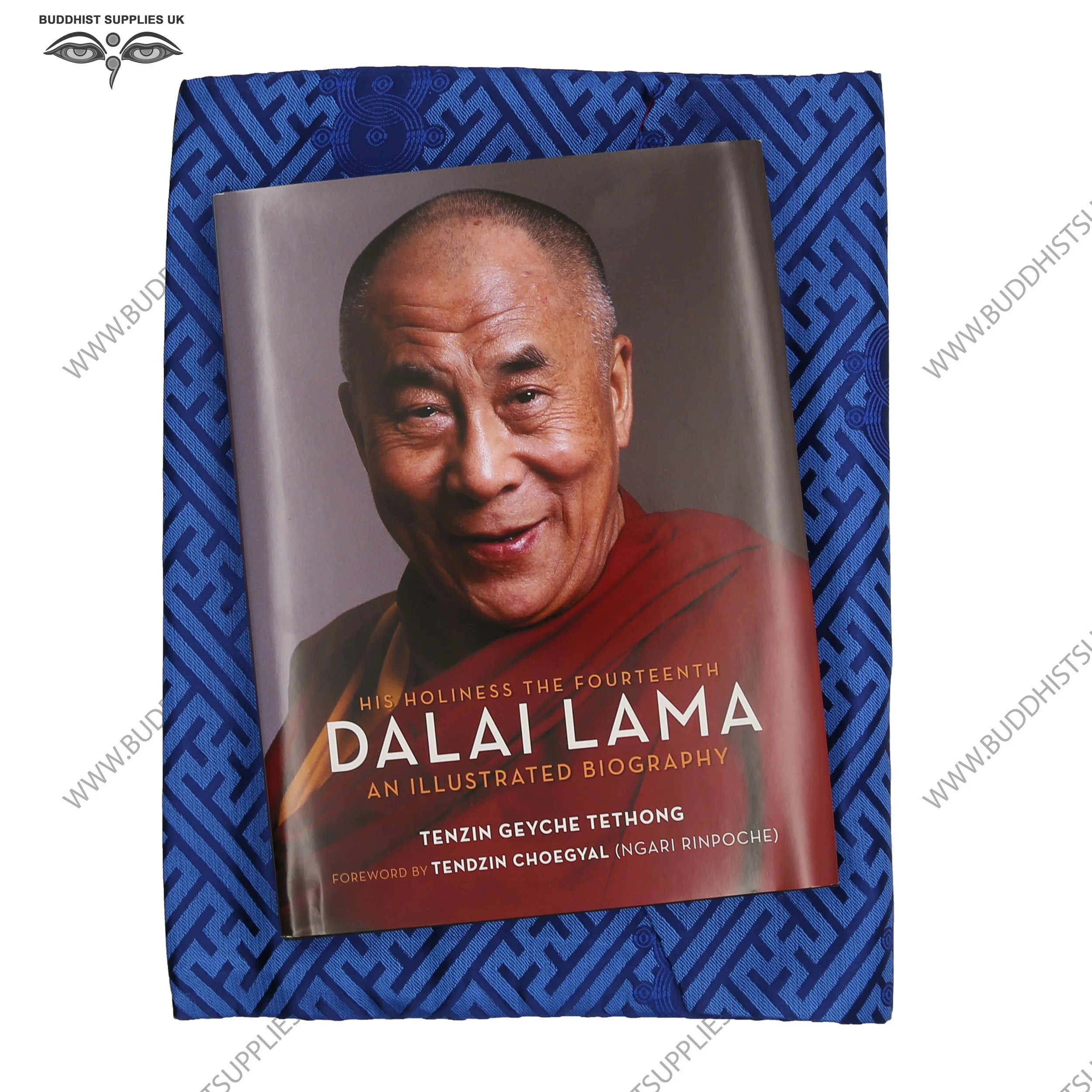 Silk-brocade-book-bag;-32x24cm12x10ins-Blue-