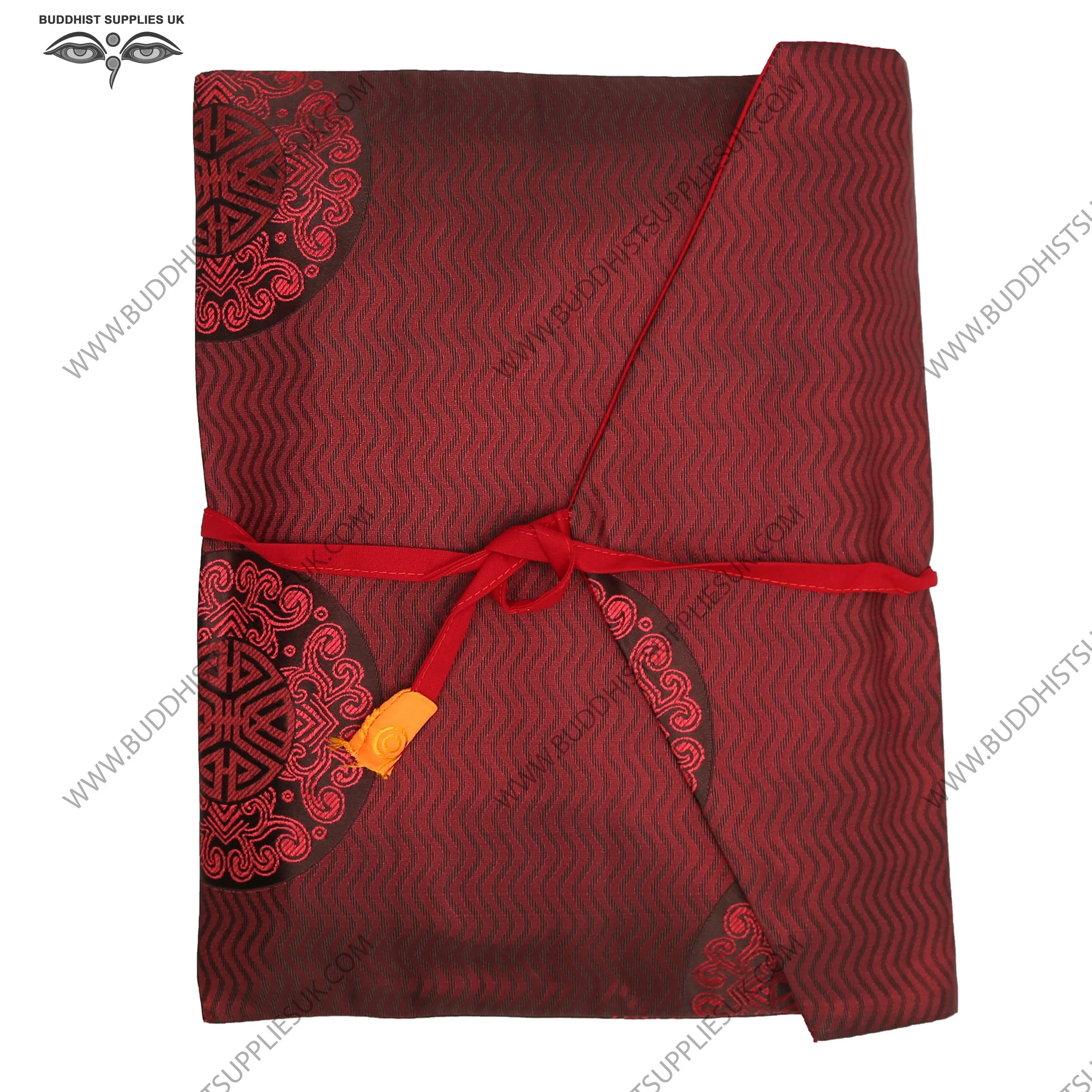 Buddhist book bag silk brocade Tibetan burgundy patterned