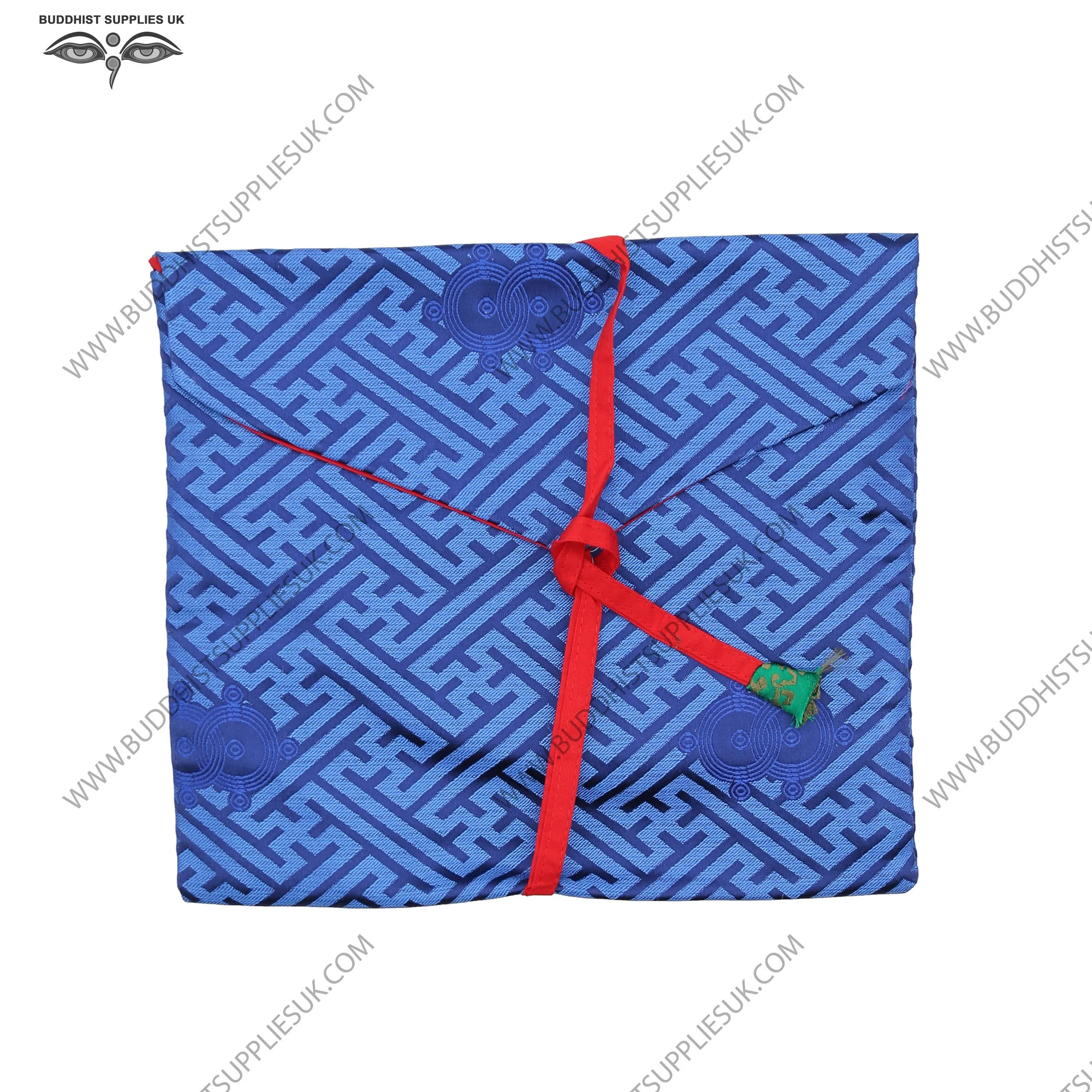 Silk-brocade-book-bag;-23x26cm10x9ins-Blue-