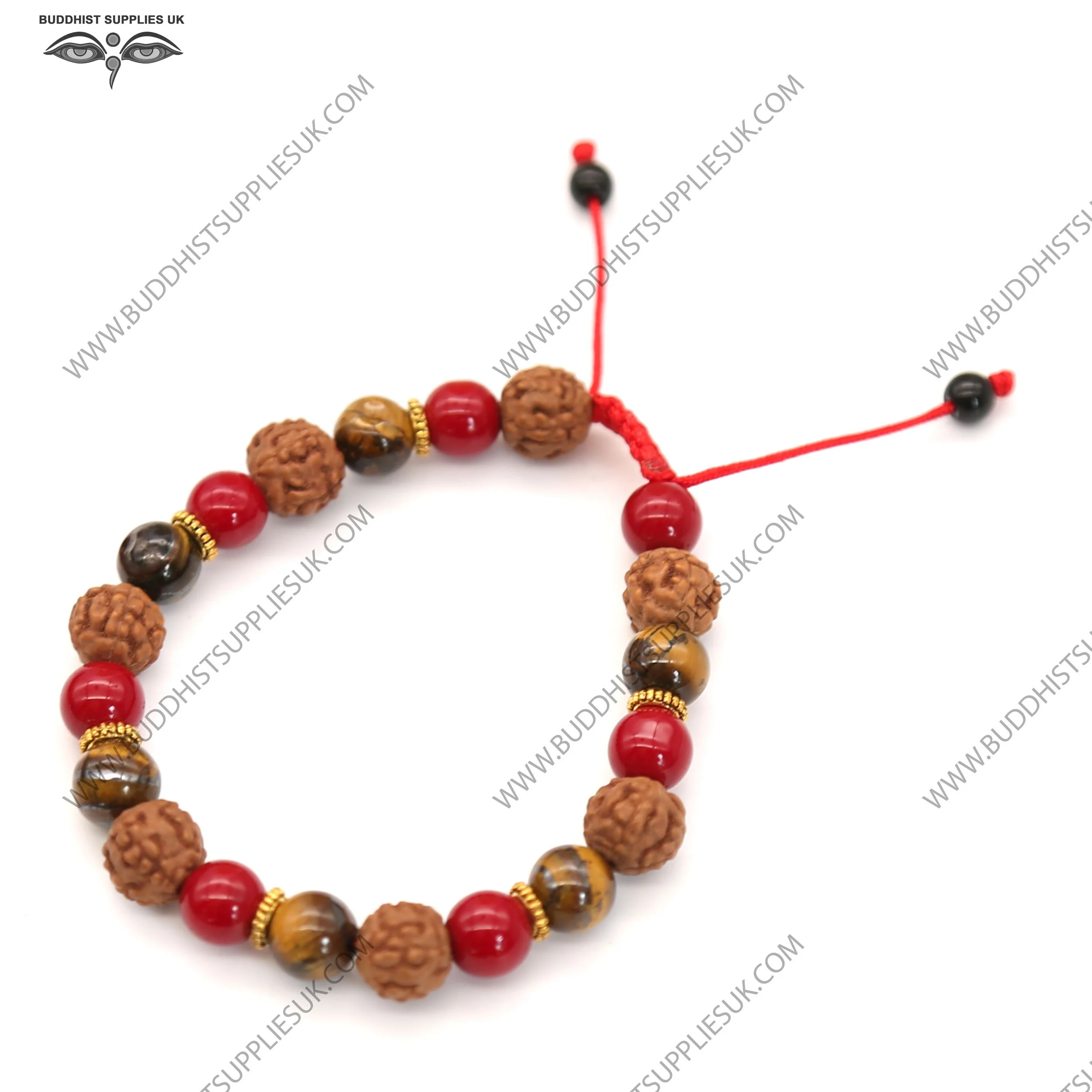 Tiger's eye Carnelian Rudraksha wrist mala adjustable