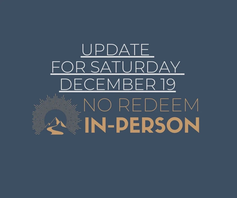 Redeem In-Person Cancelled This Saturday