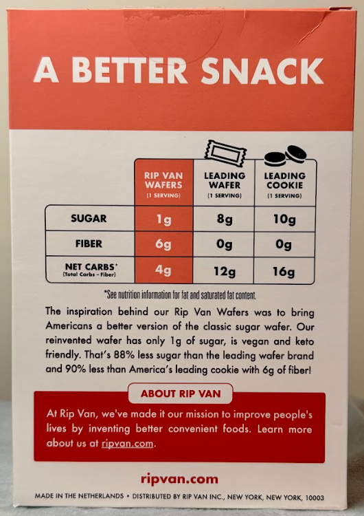 Rip Van Wafers Back of Box