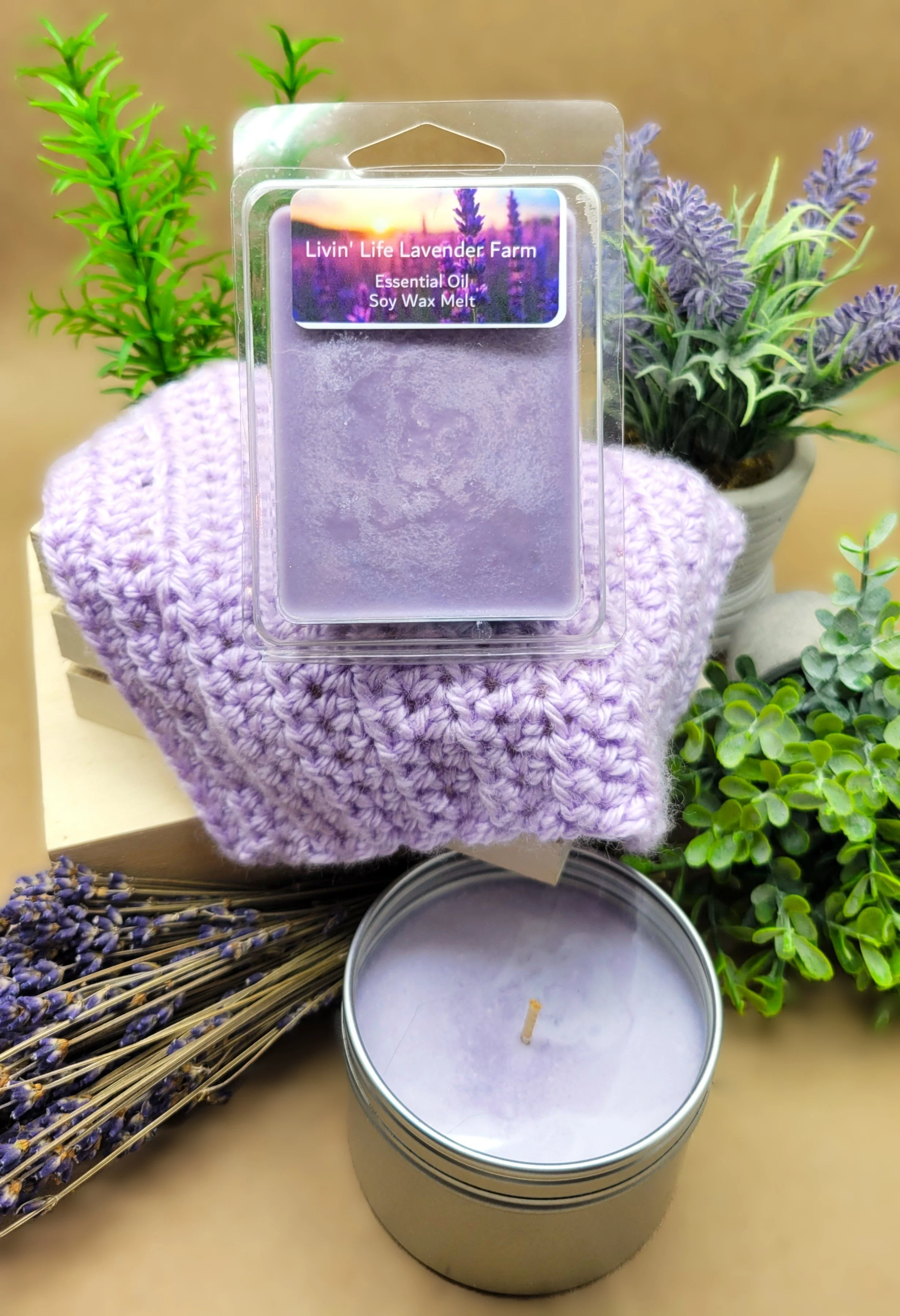 Lavender Soy Candle & Lavender Wax Melt