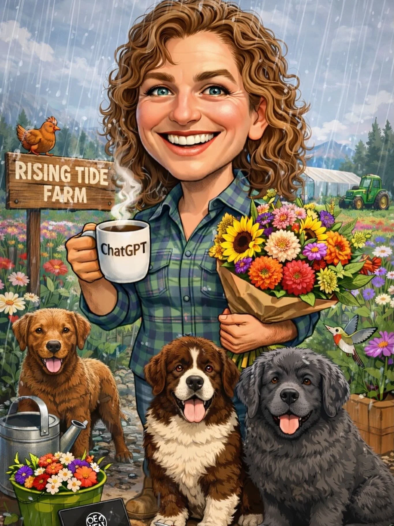 I jumped on the bandwagon and asked ChatGPT to make me a caricature. I needed to modify it a few times (clearly I never use ChatGPT) as it made me a boy with a full beard the first go around. 🤣
My final edit was asking it to look more like Juneau an