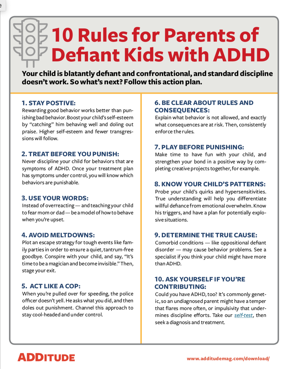 10 Rules for Parents of Defiant Kids with ADHD