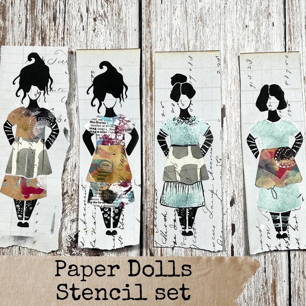 Collage Doll Stencils - SET OF THREE (3) - 6X6 INCHES — leaca young art