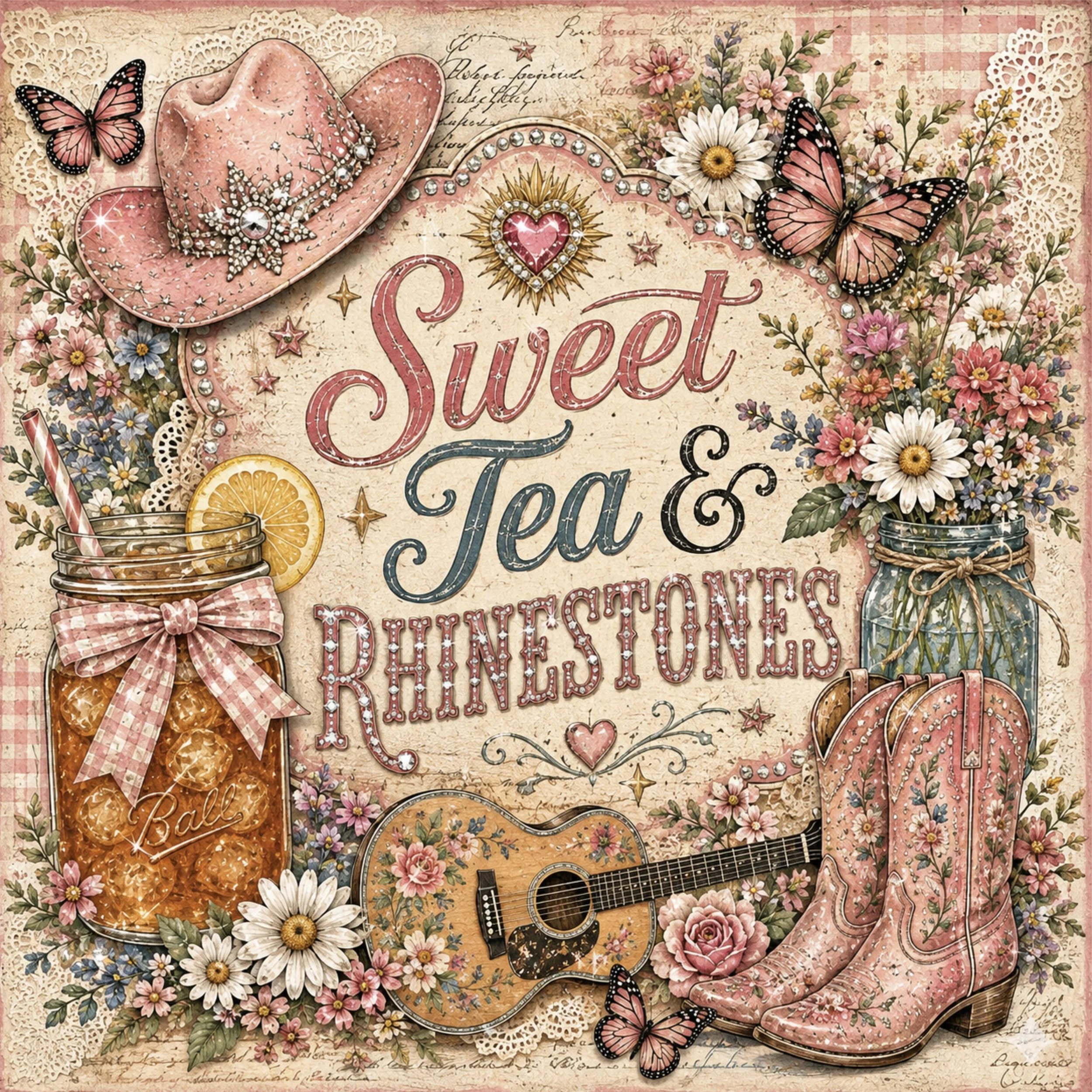 Sweet Tea and Rhinestones - A Tribute to Dolly - 8 Page PDF Collage Sheets