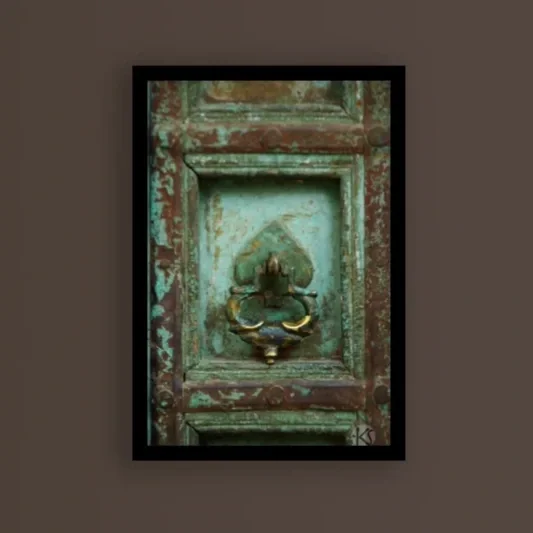 Green Door with Brass Pull-Jodhpur, India-Downloadable photographic print