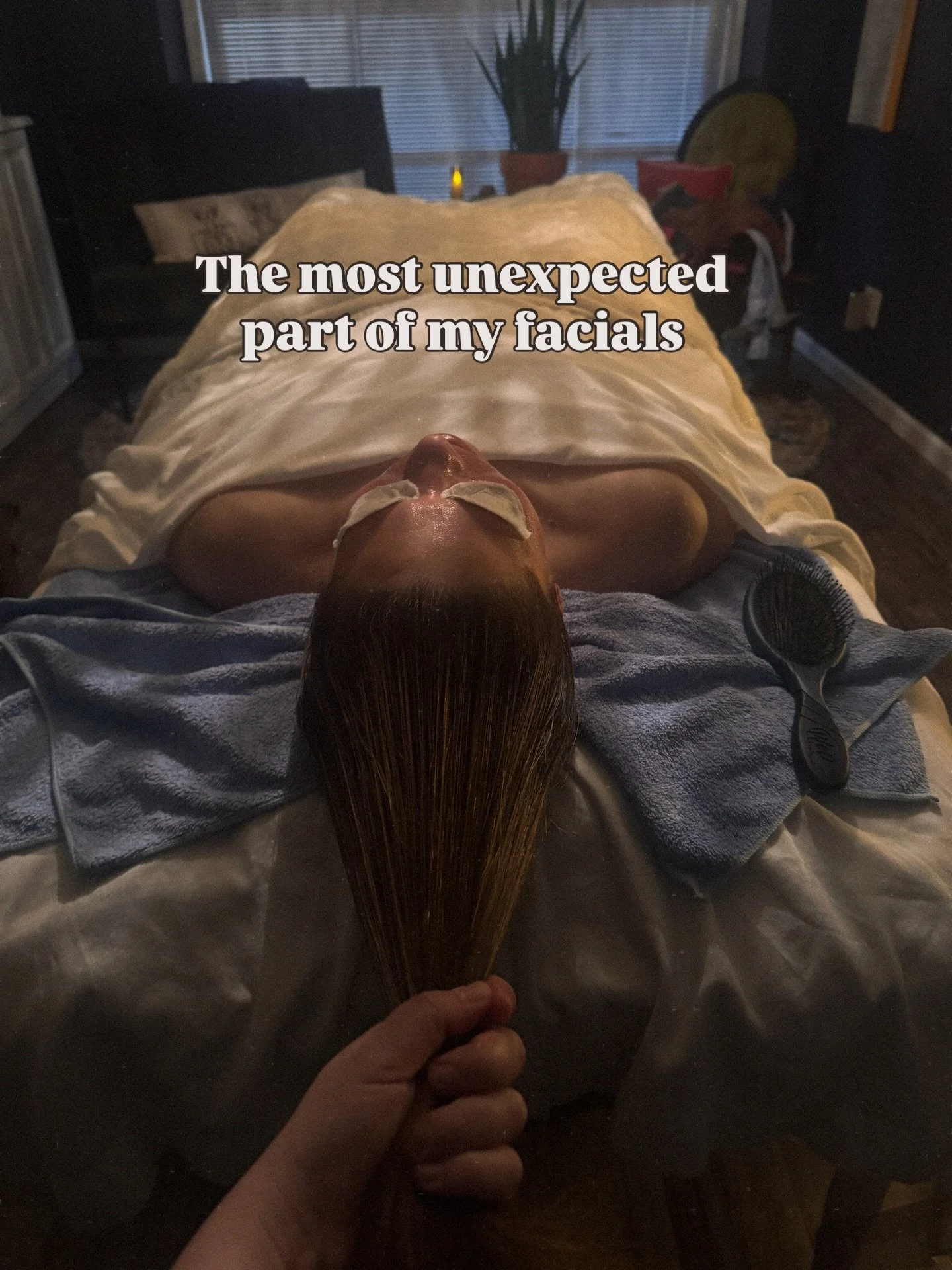 There is one tiny step in my facials that guests talk about long after they leave.

Hair brushing.

Such a simple gesture, yet it changes everything.

Slow, gentle strokes through the hair, just enough pressure to wake up the scalp &amp; soften the m