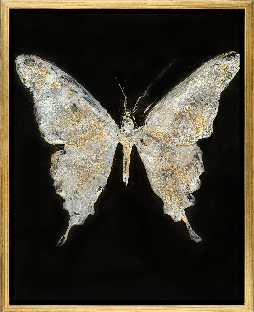 Pardue Hewett     %22White Morpho V%22     Mixed media & encaustic on panel, framed     20x16 painting, 21.5x17.5 frame overall     $2,800.00.jpeg
