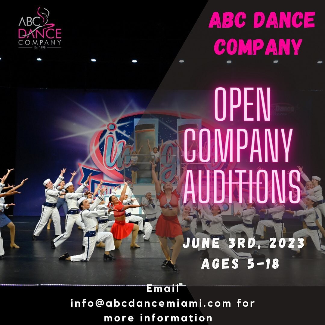 ABC&rsquo;S OPEN COMPANY AUDITIONS!  For more information please contact us at info@abcdancemiami.com  We hope to see you there! 🤩
&bull;
&bull;
&bull;
#company #auditions #danceteam #tryouts #abcdancemiami #abcdance #abccompany #miami #dancestudio 