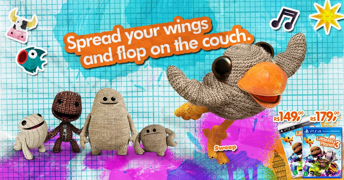 Swoop is one of the game’s five playable characters. His main abilities include flying, gliding, and picking up grabable items.