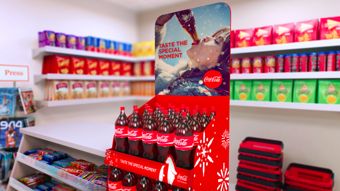 This is a point of sale strategically placed at the impulse shopping moment, when consumers are more likely to buy based on their desire to drink or eat a product. Hence the copy with appetite appeal.
