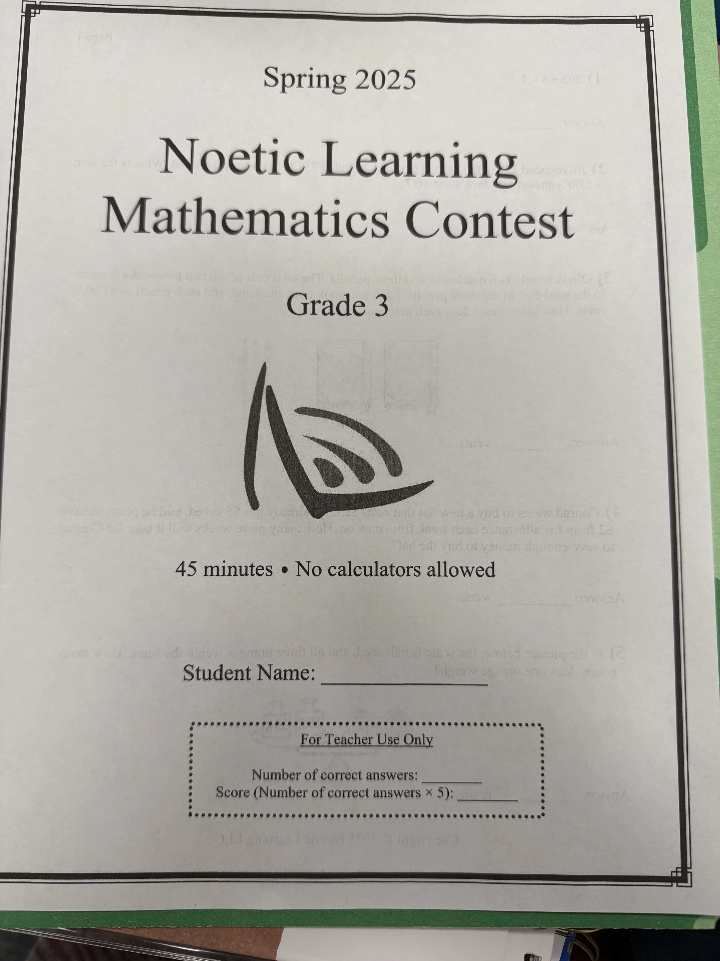 Problem Solving and Perseverance: Celebrating Our Fall 2025 Noetic Math Success