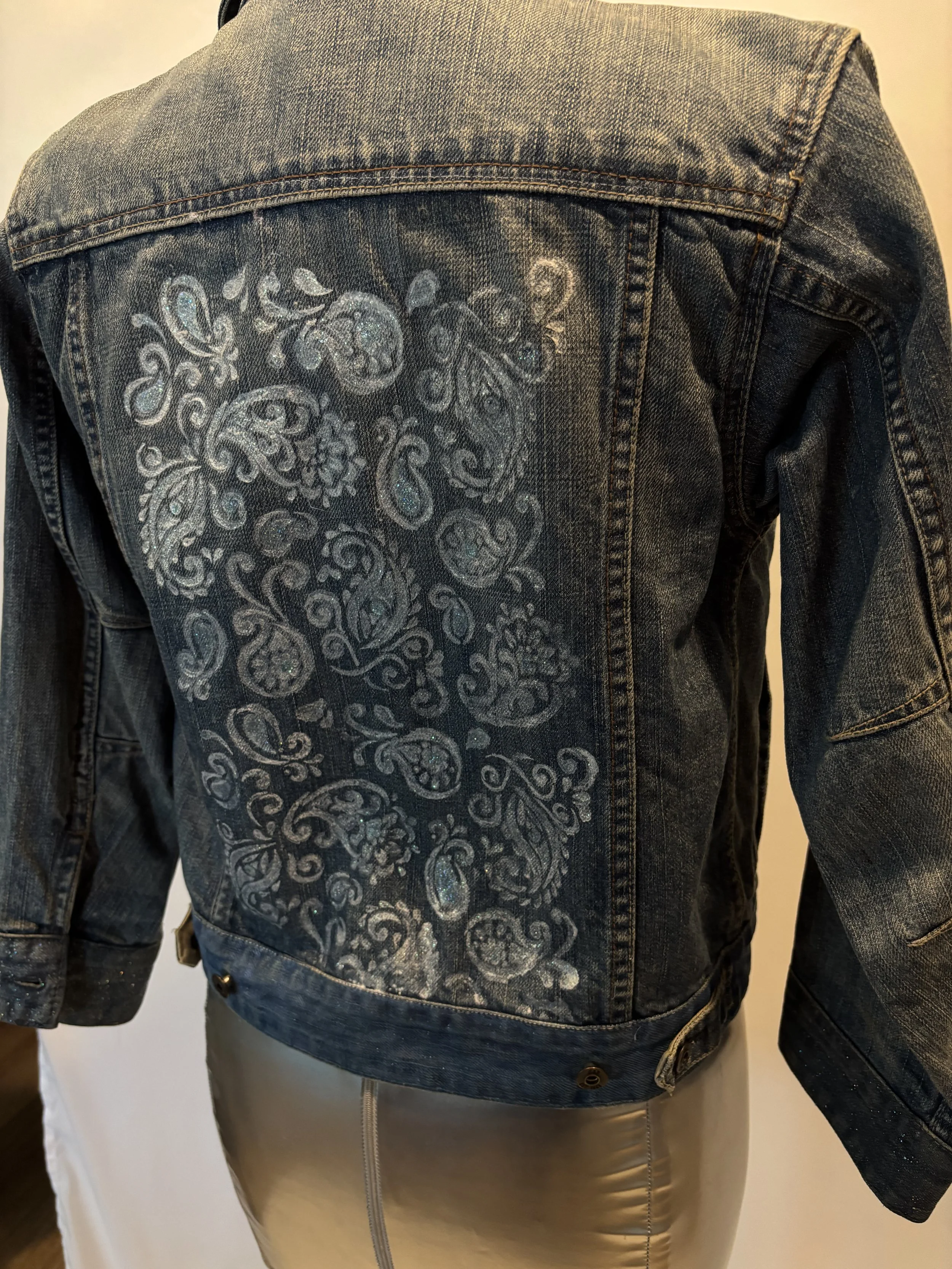 “Paisley Party” designer denim jacket for women