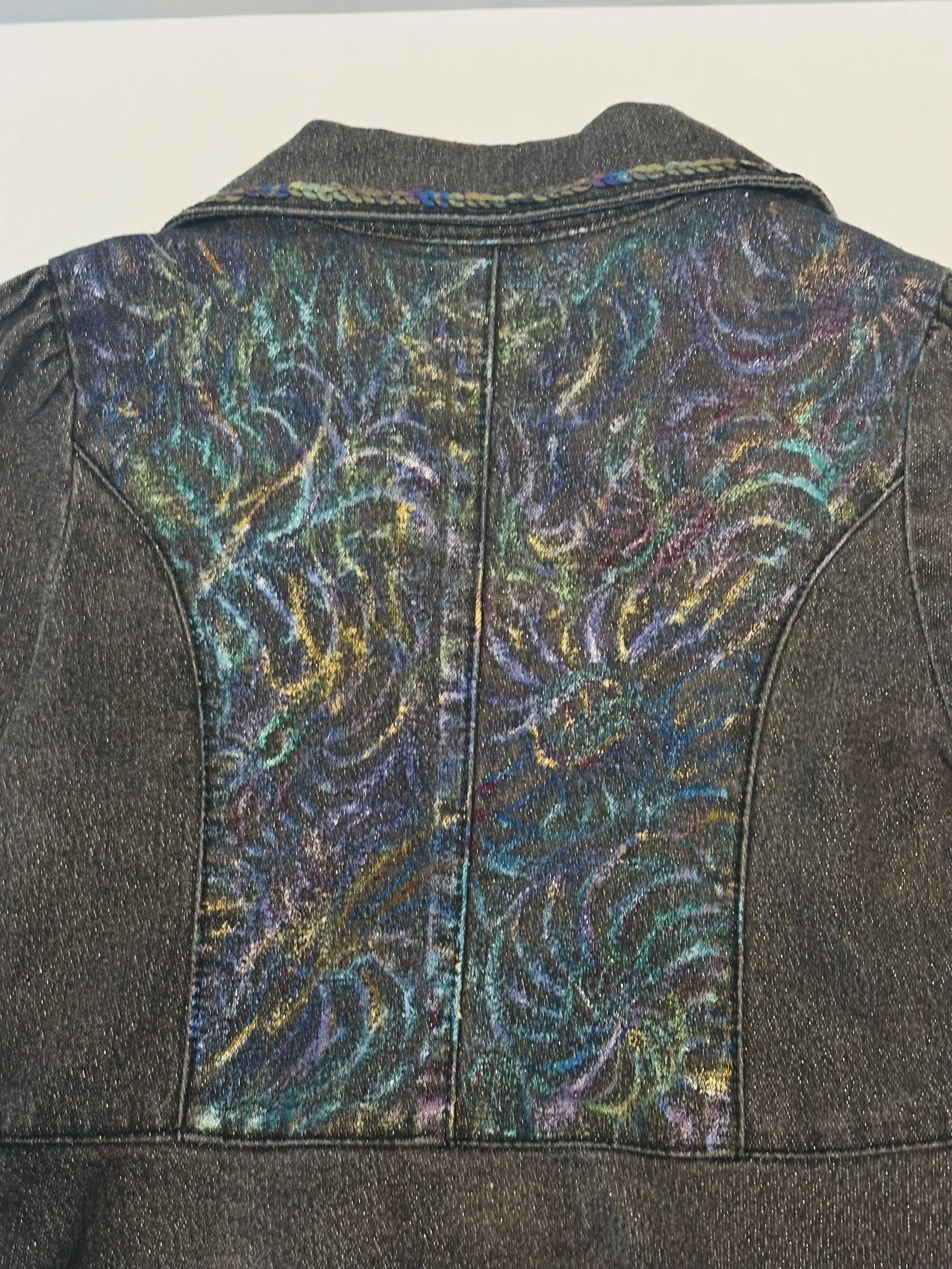 “Rainbow Fireworks” designer denim jacket for kids