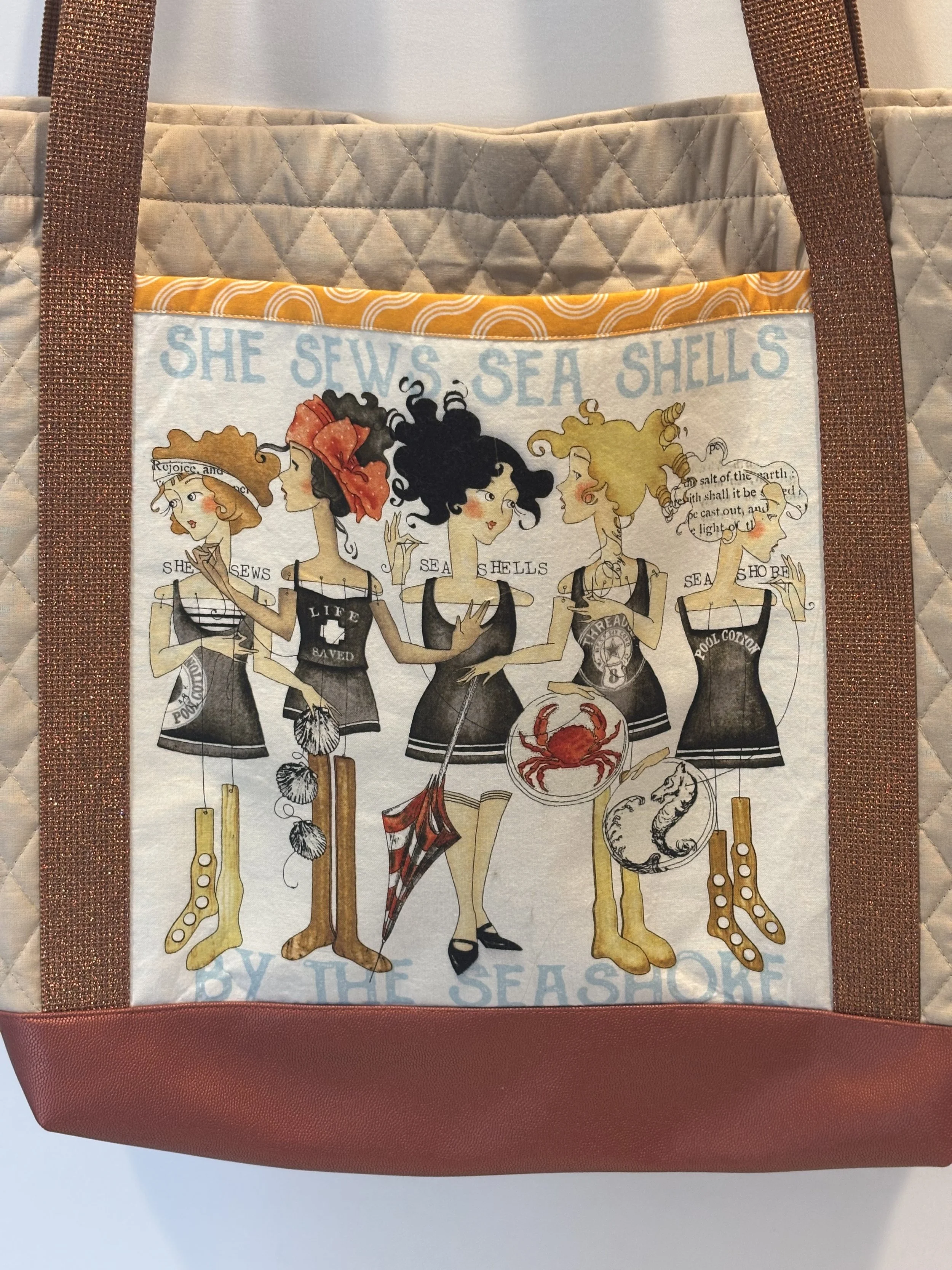 Cream & Gold Fashion Tote Bag “Seashore”