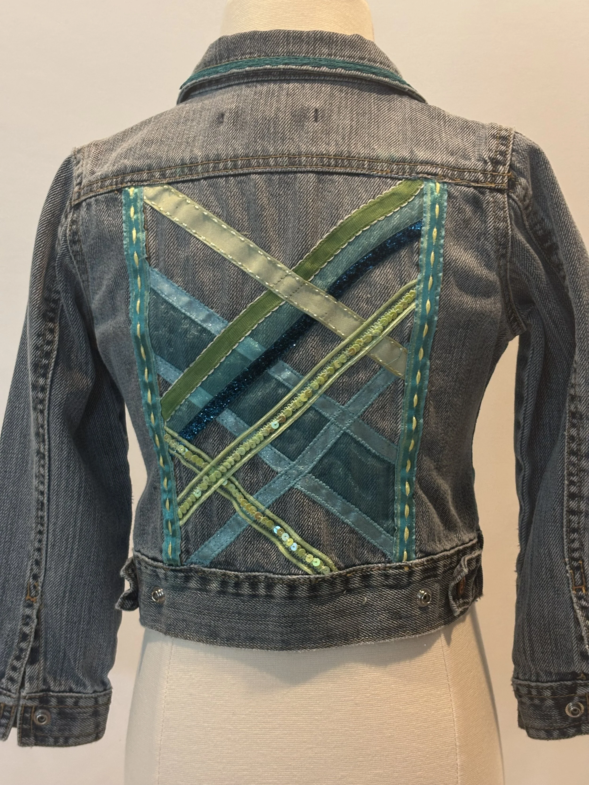 ‘Blue Green Jean” designer denim jacket for girls