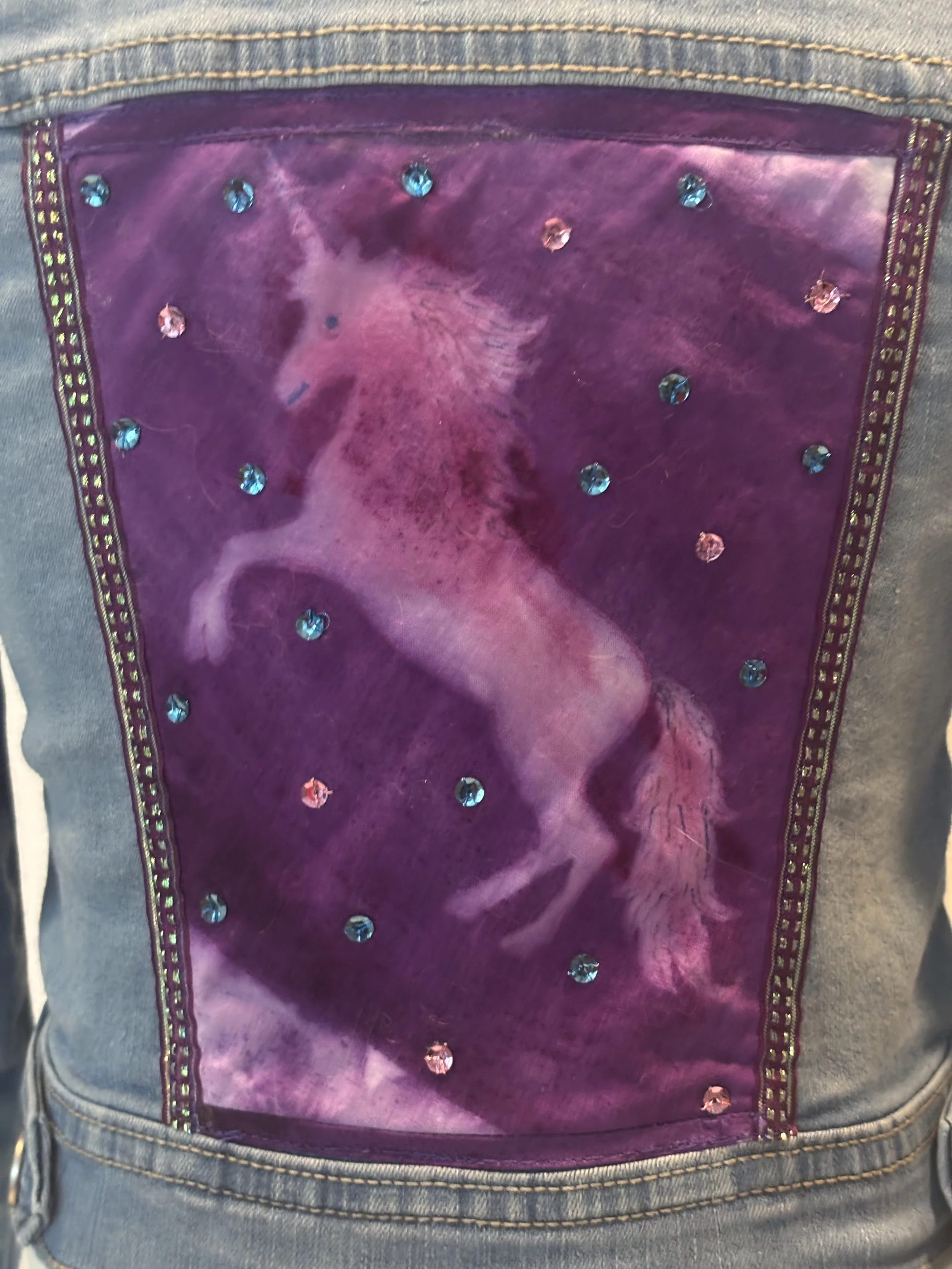 “Purple Unicorn” designer denim jacket for girls
