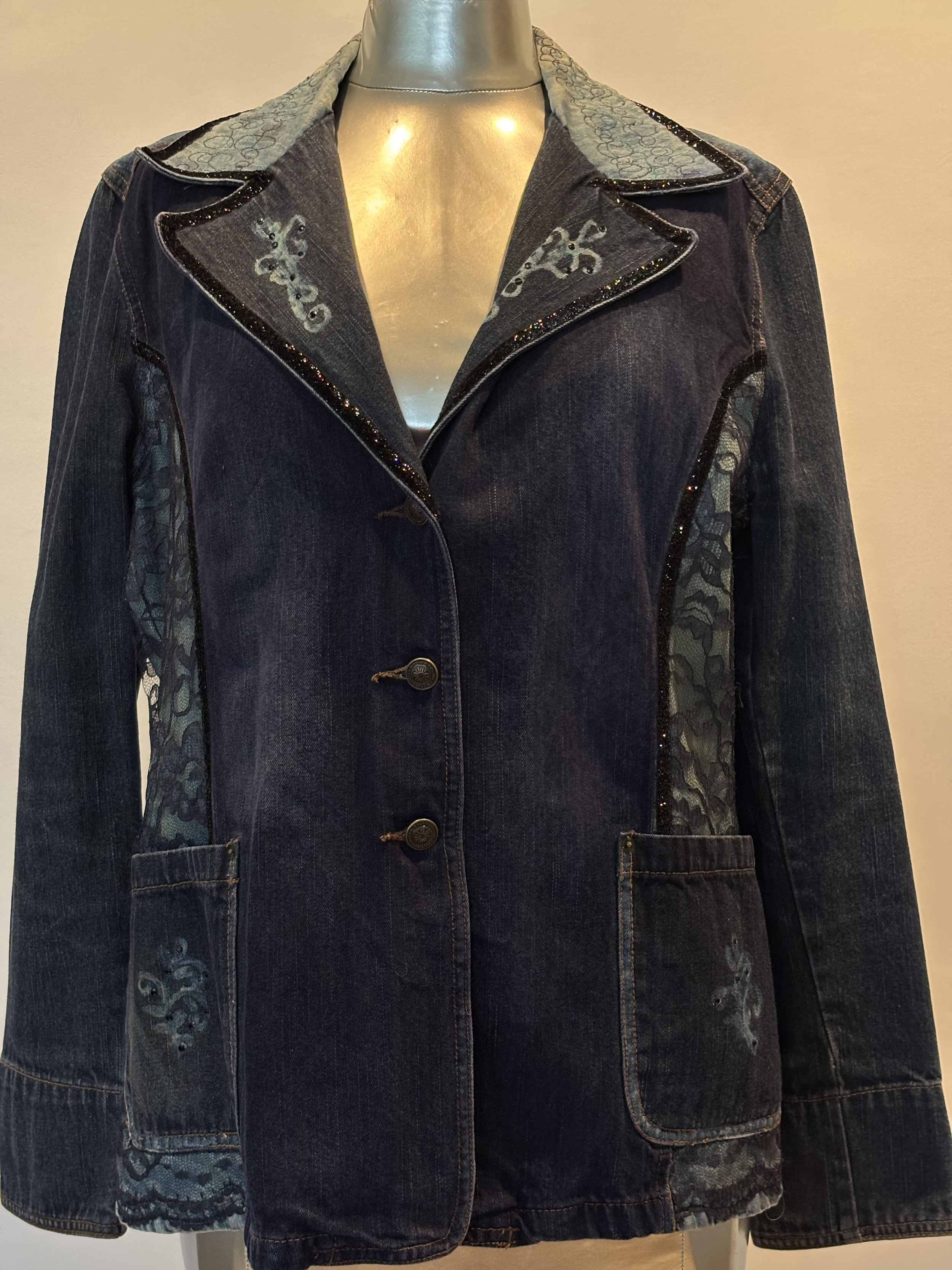“Fleur De Lis” designer denim jacket for women