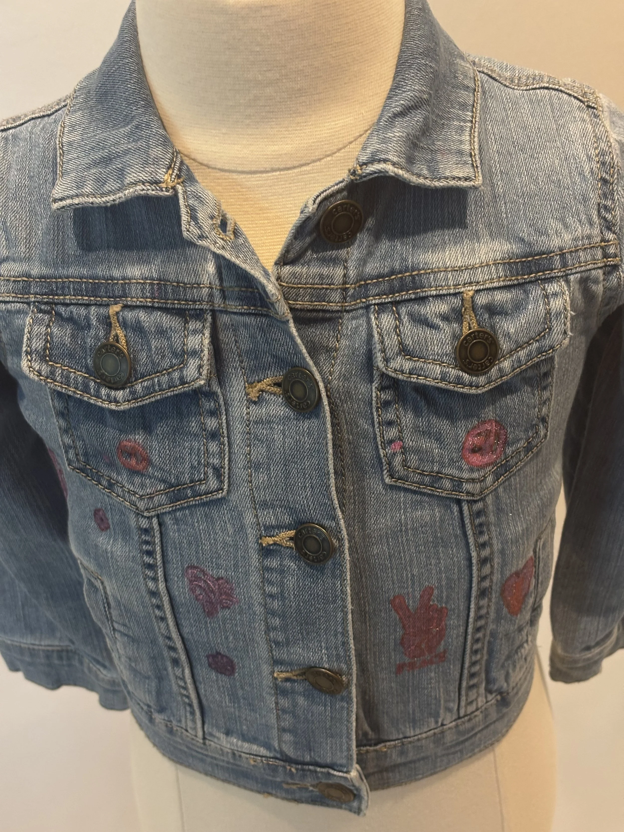 “Hearts” designer denim jacket for kids