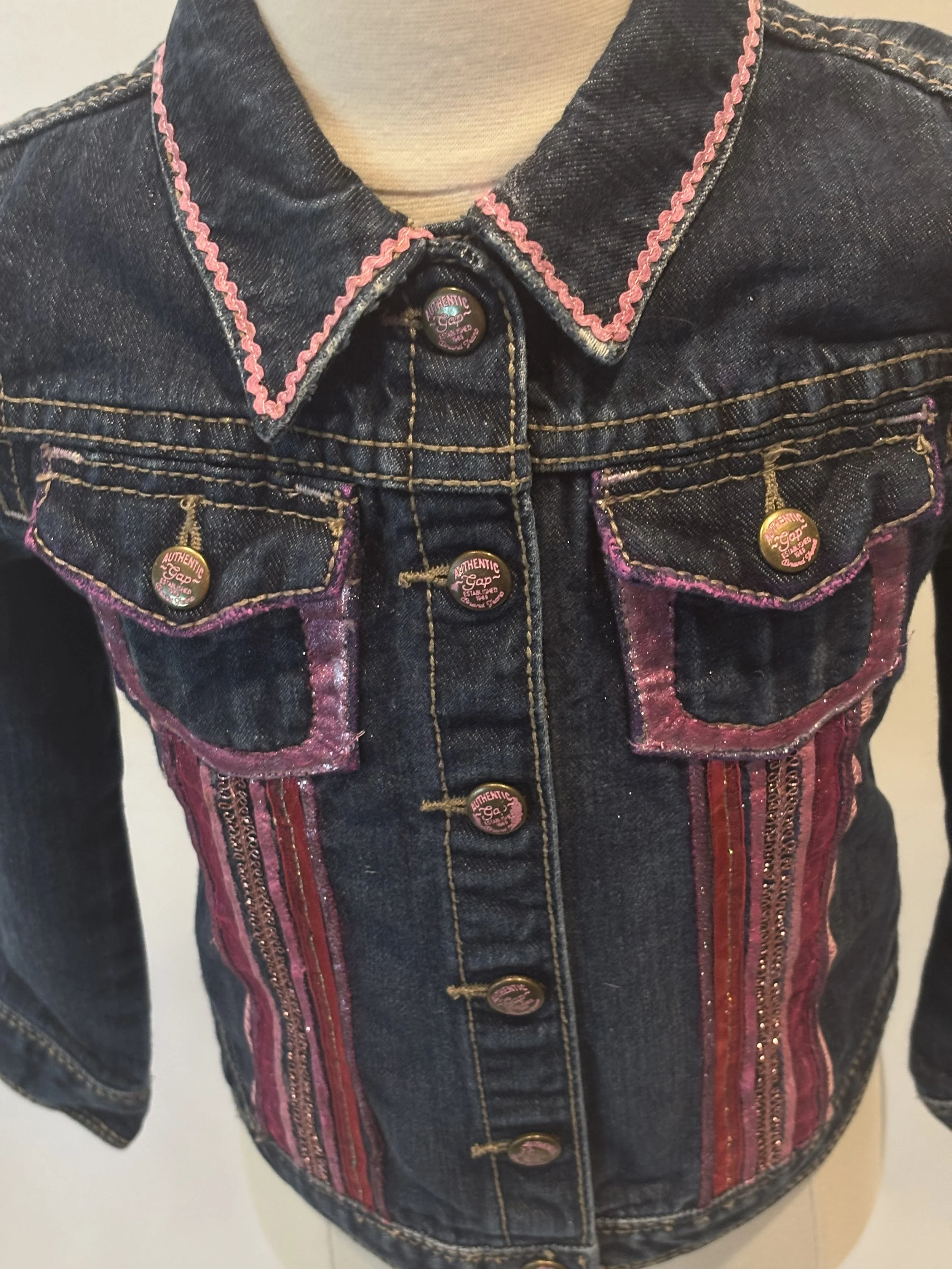 “Pink Fans” designer denim jacket for girls