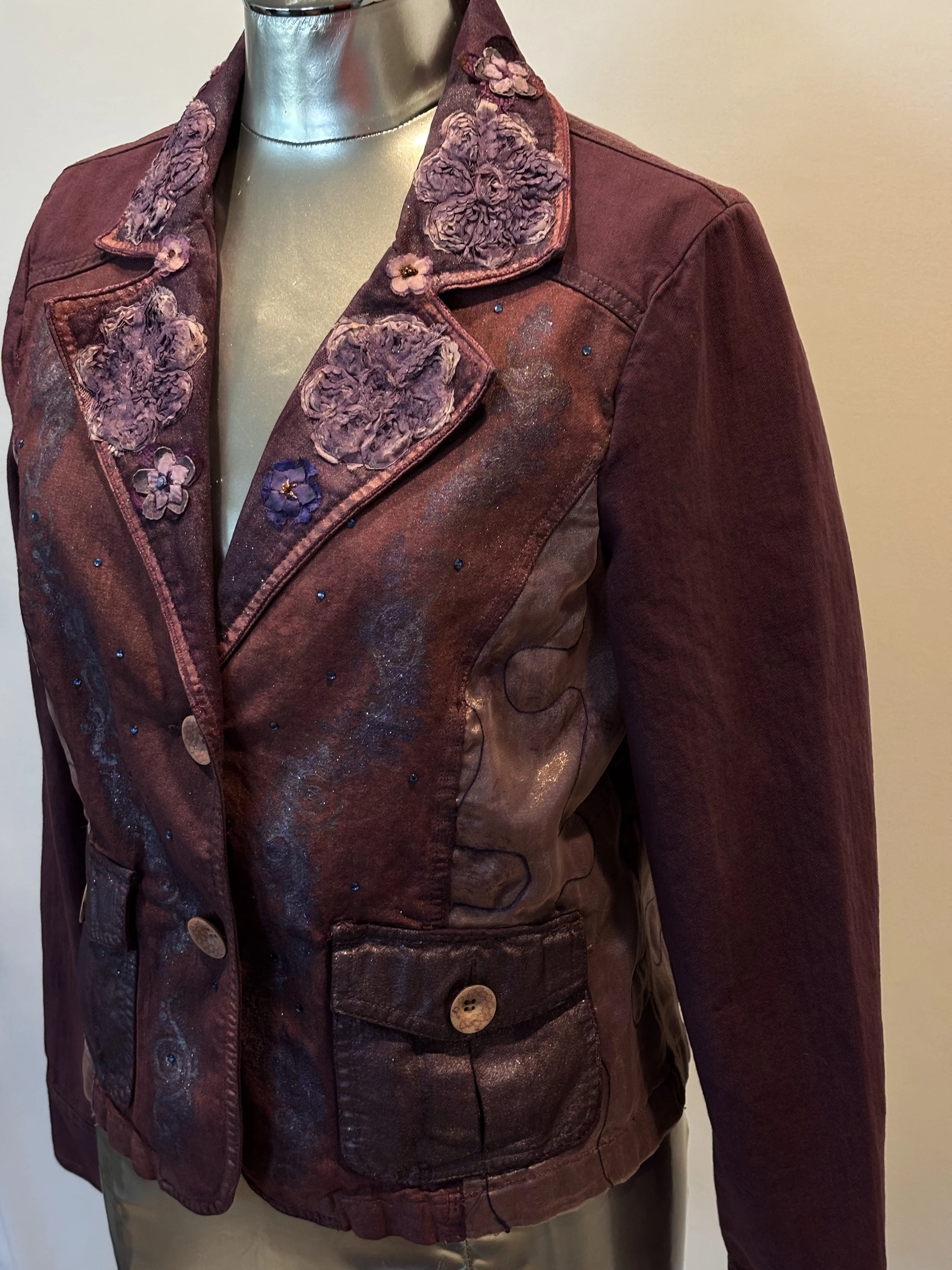 “Pretty In Purple” designer denim jacket for women