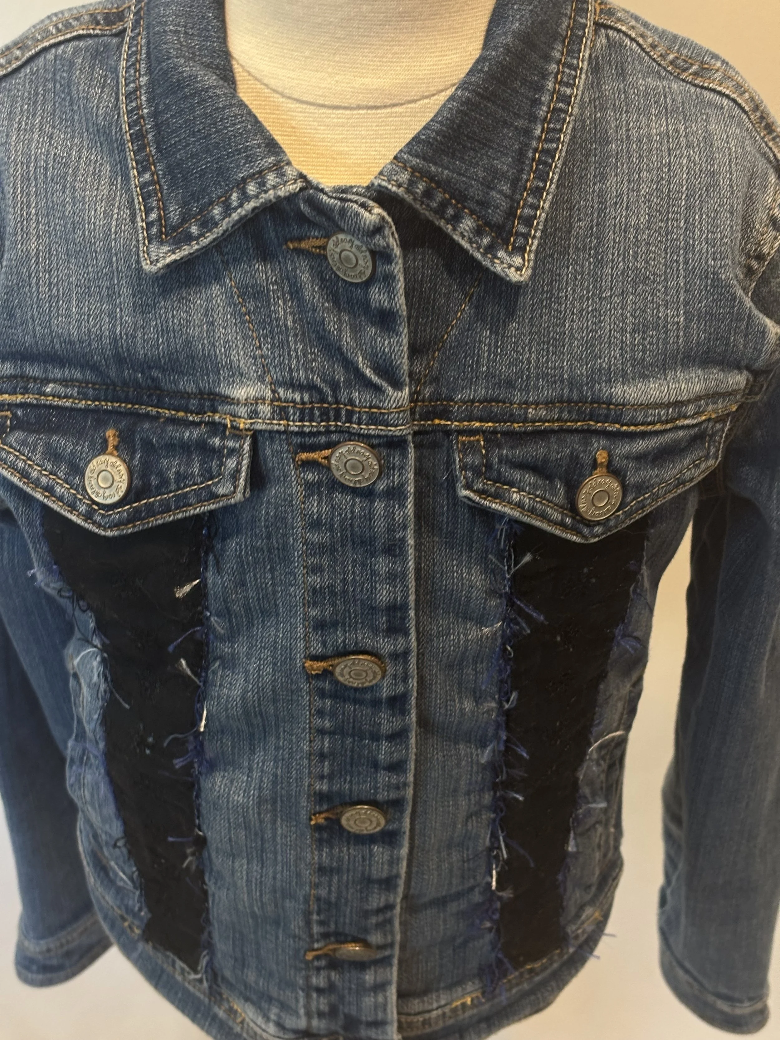 “Black Eyelet” designer denim jacket for girls