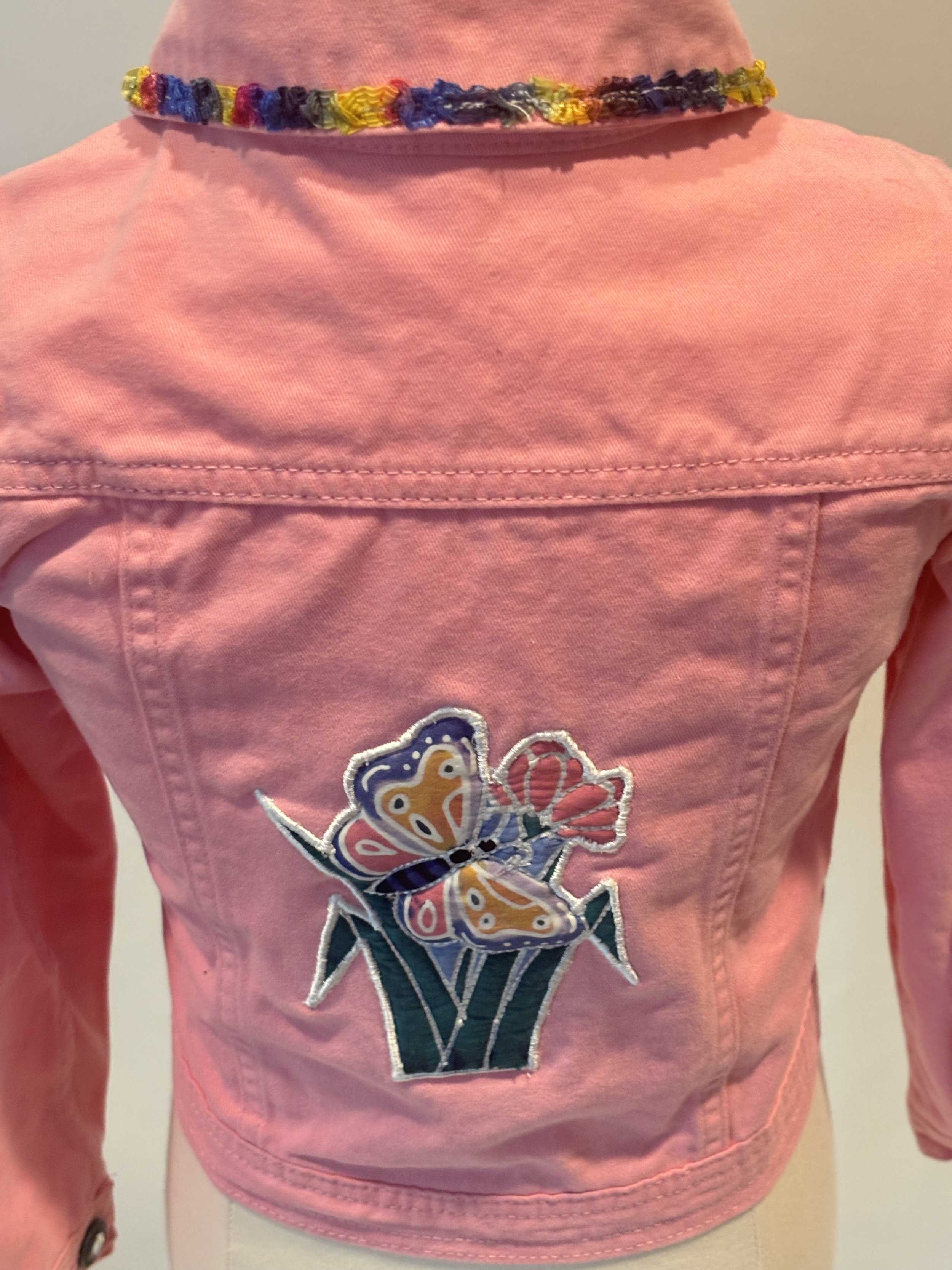 “Pink Paradise” designer denim jacket for girls