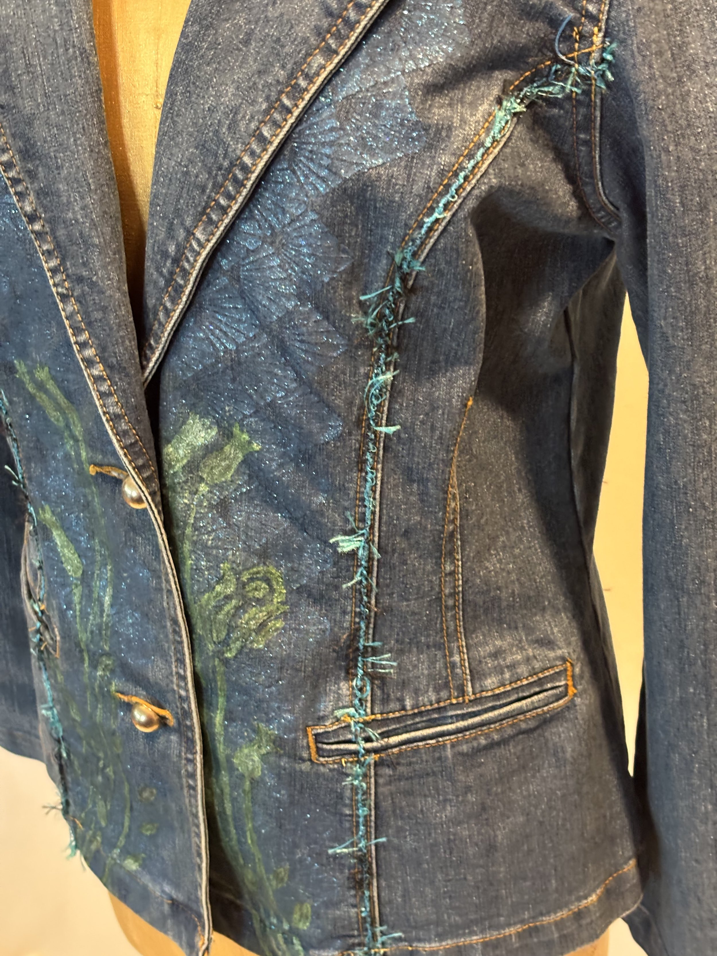 “Eclectic” designer denim jacket for women