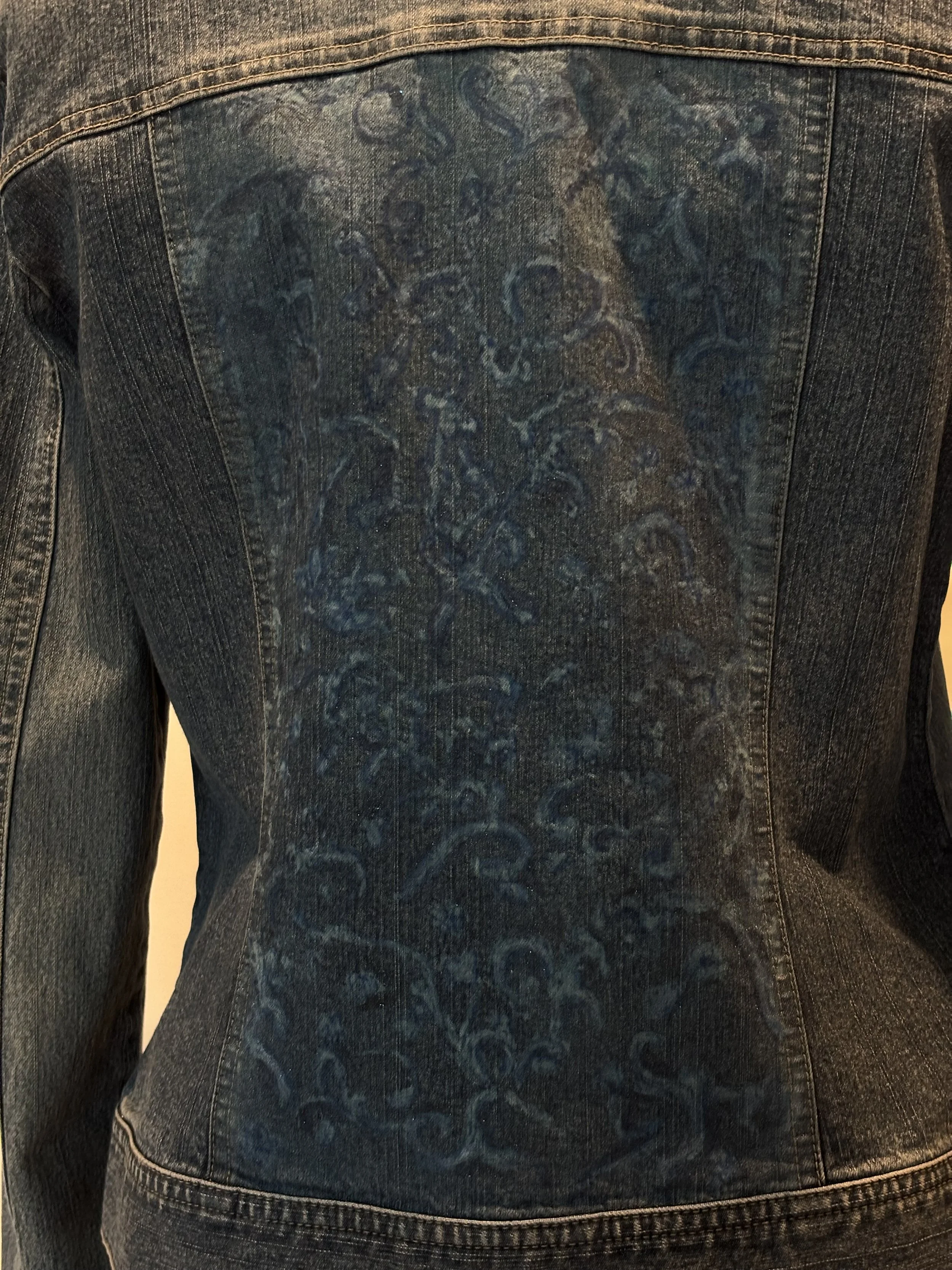 “Blue Roses” designer denim jacket for women