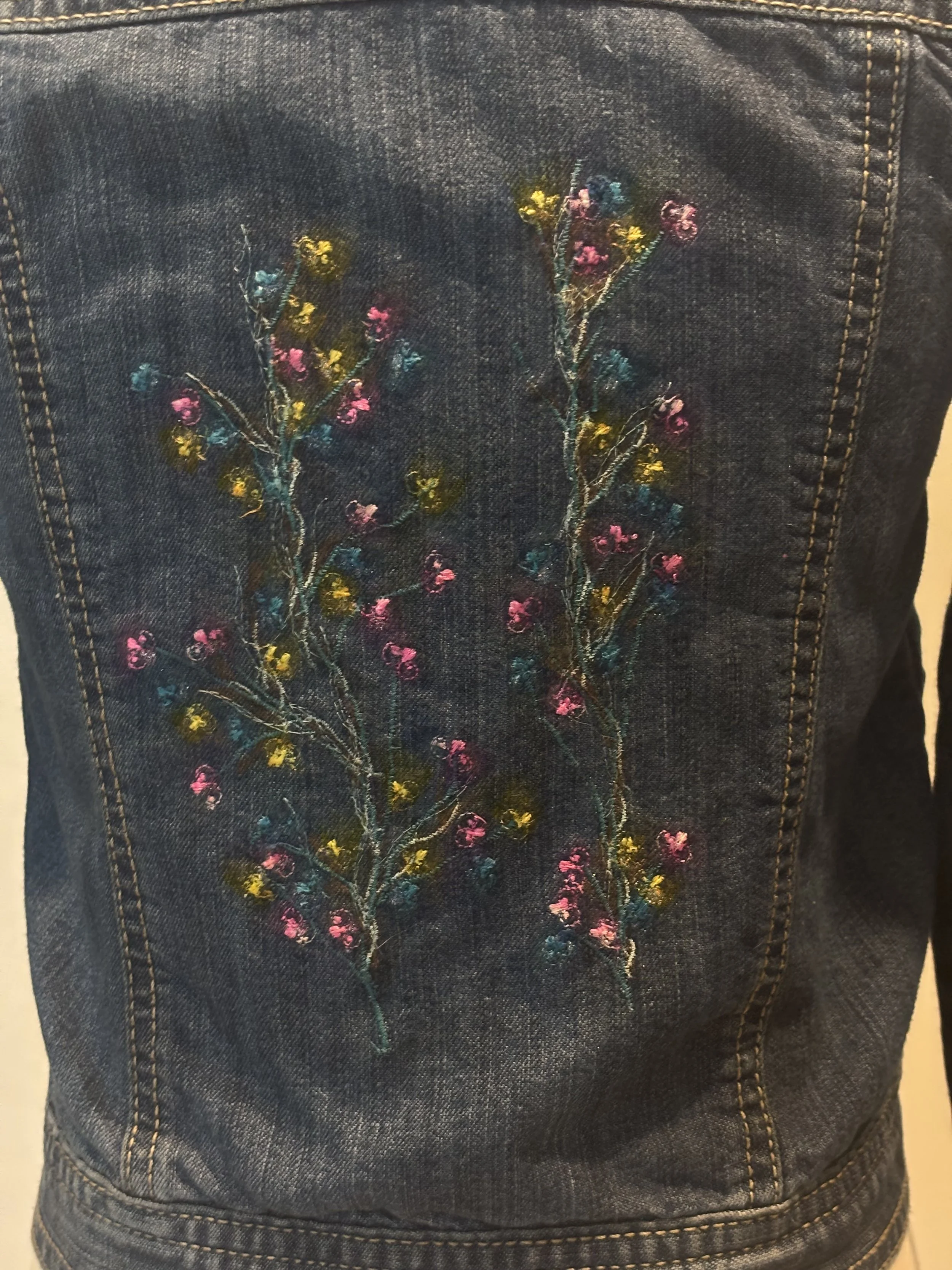 “Rainbow Vines” designer denim jacket for kids