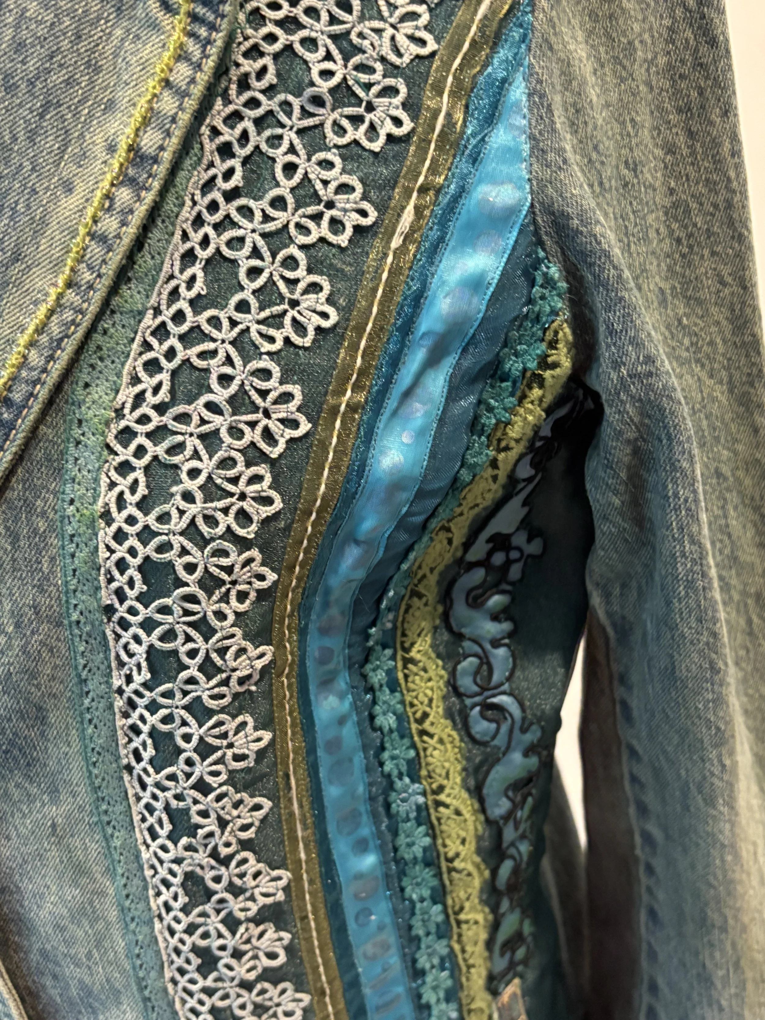 “Green Goddess” designer denim jacket for women