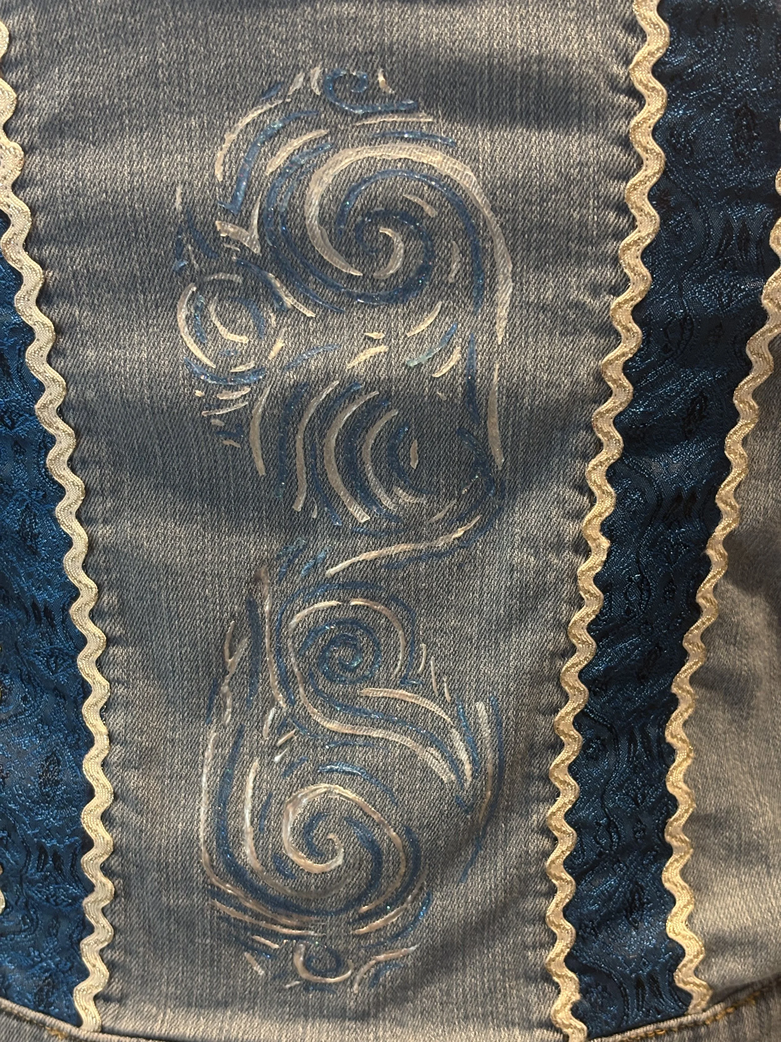 “Waves Of Blue” designer denim jacket for girls